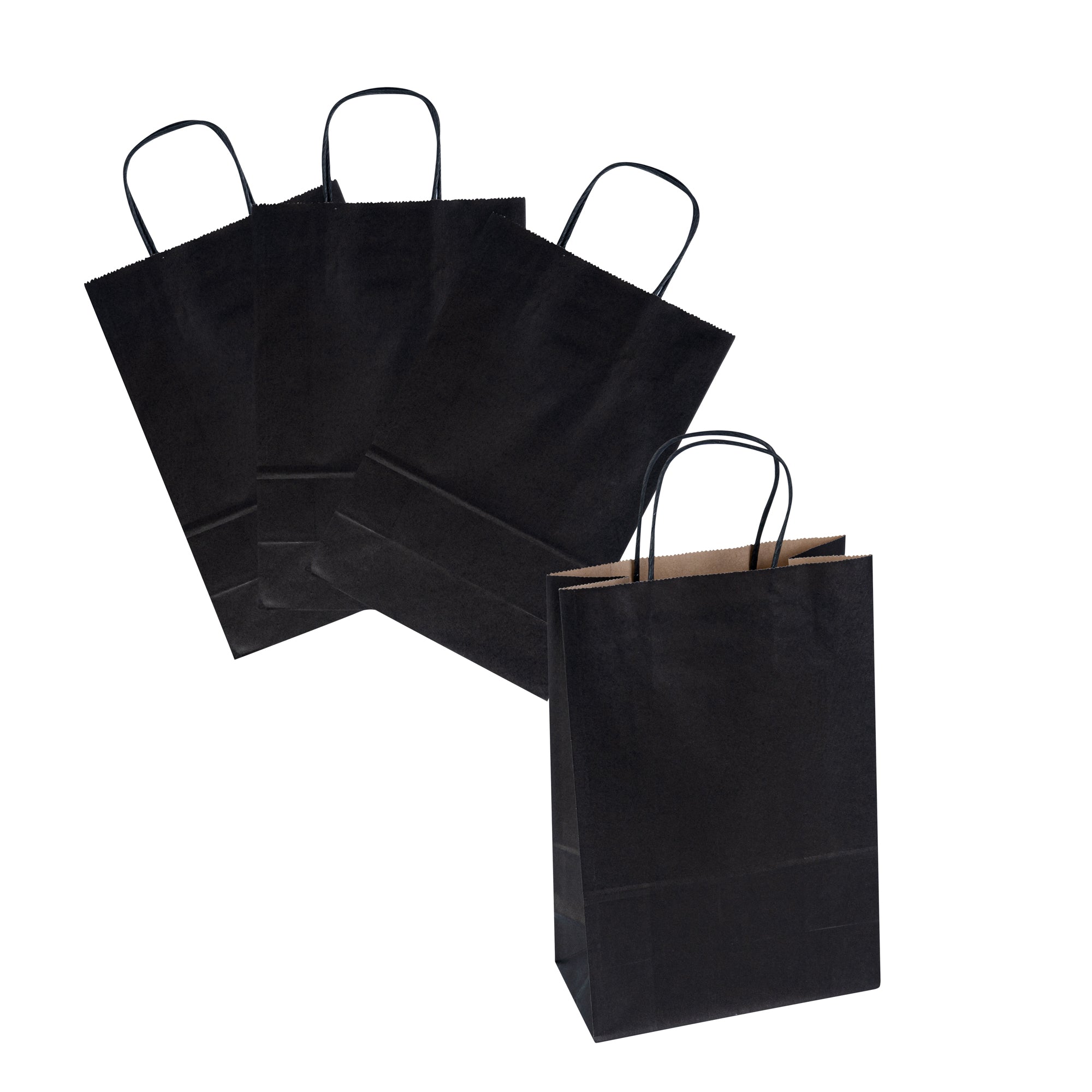 Saving Nature Black Paper Retail Bag - with Handles - 7 3/4" x 4" x 11 1/2" - 100 count box