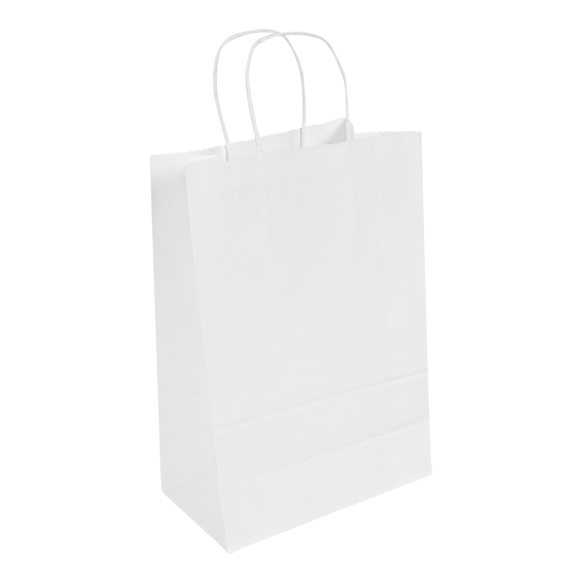 Saving Nature White Paper Retail Bag - with Handles - 7 3/4" x 4" x 11 1/2" - 100 count box