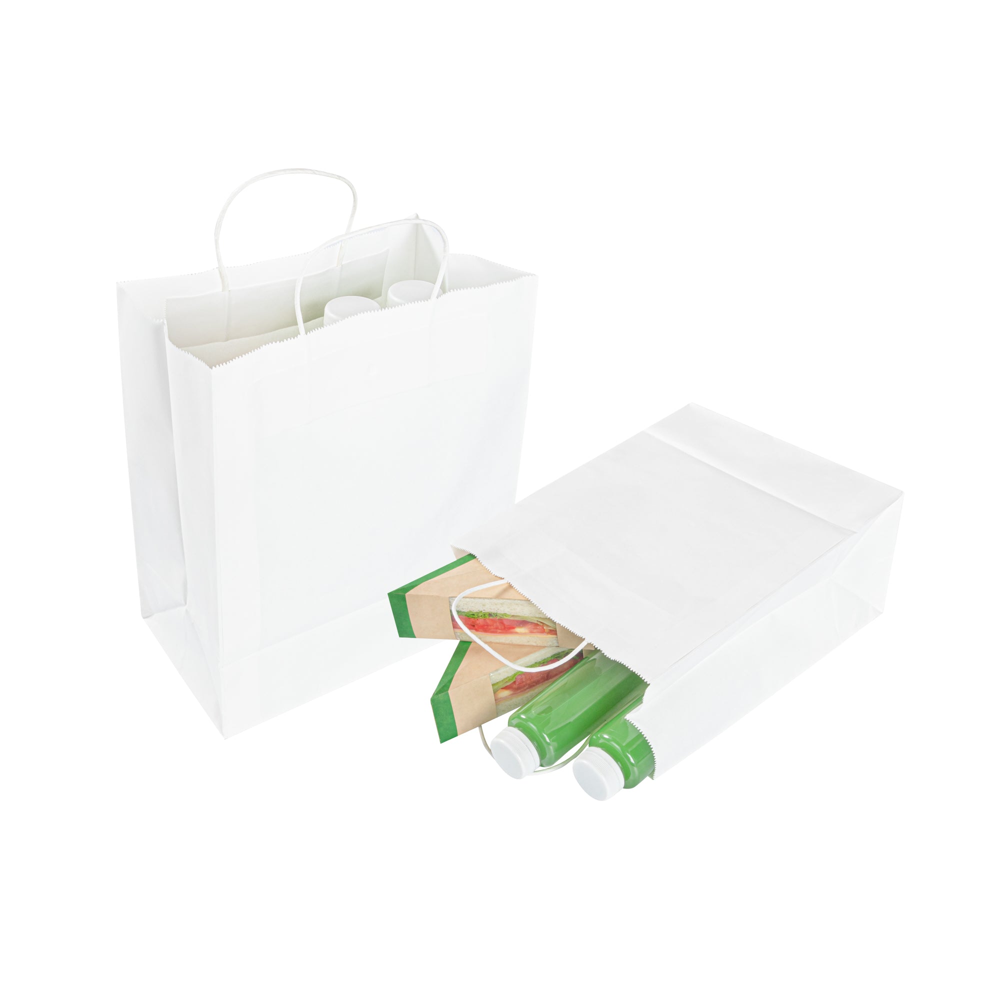 Saving Nature White Paper Retail Bag - with Handles - 10 1/4" x 5 1/2" x 12 1/2" - 100 count box