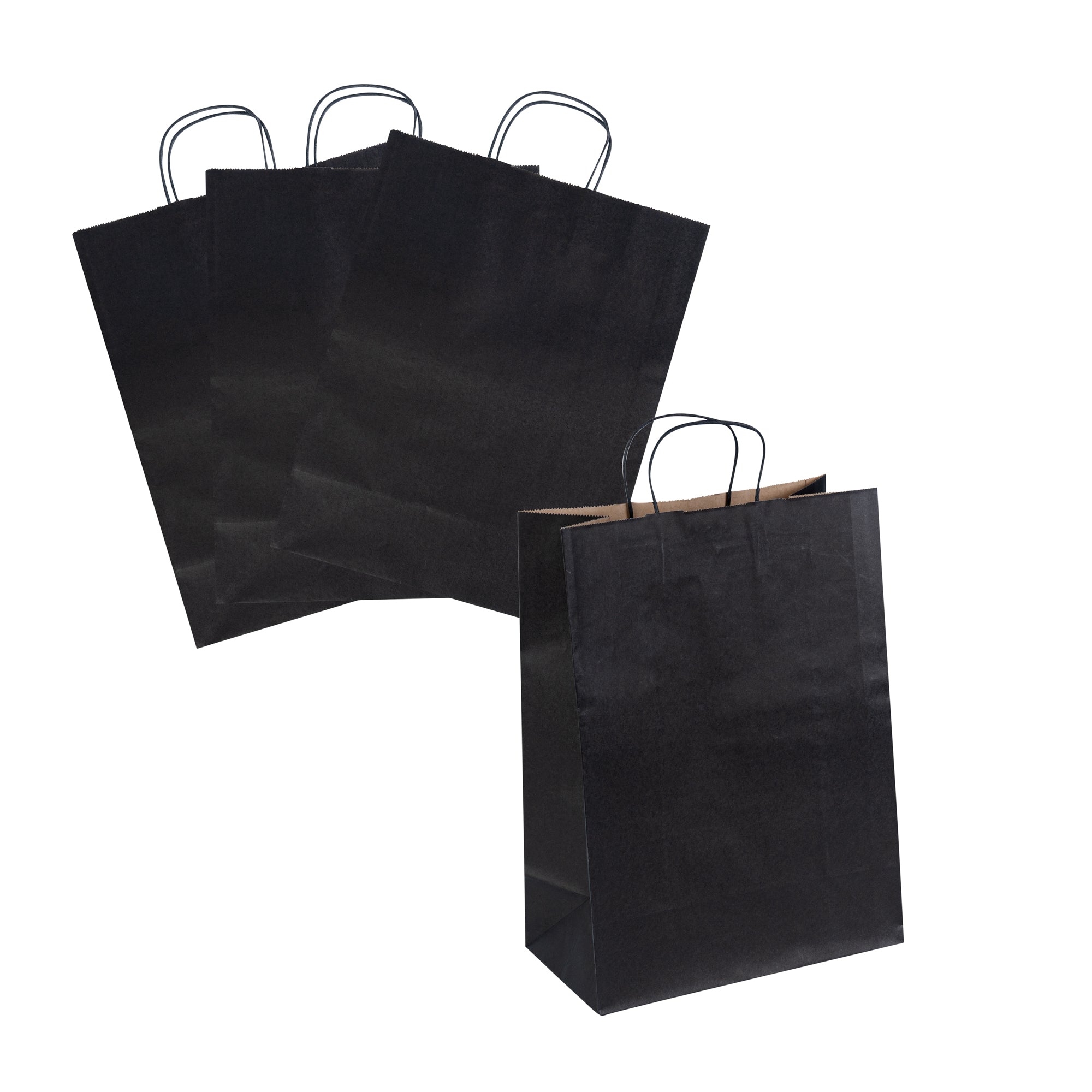 Saving Nature Black Paper Retail Bag - with Handles - 12 1/2" x 6 1/4" x 17" - 100 count box