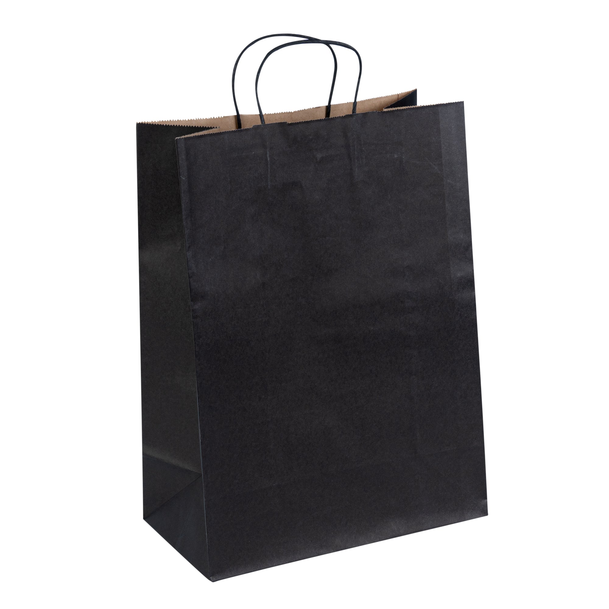 Saving Nature Black Paper Retail Bag - with Handles - 12 1/2" x 6 1/4" x 17" - 100 count box