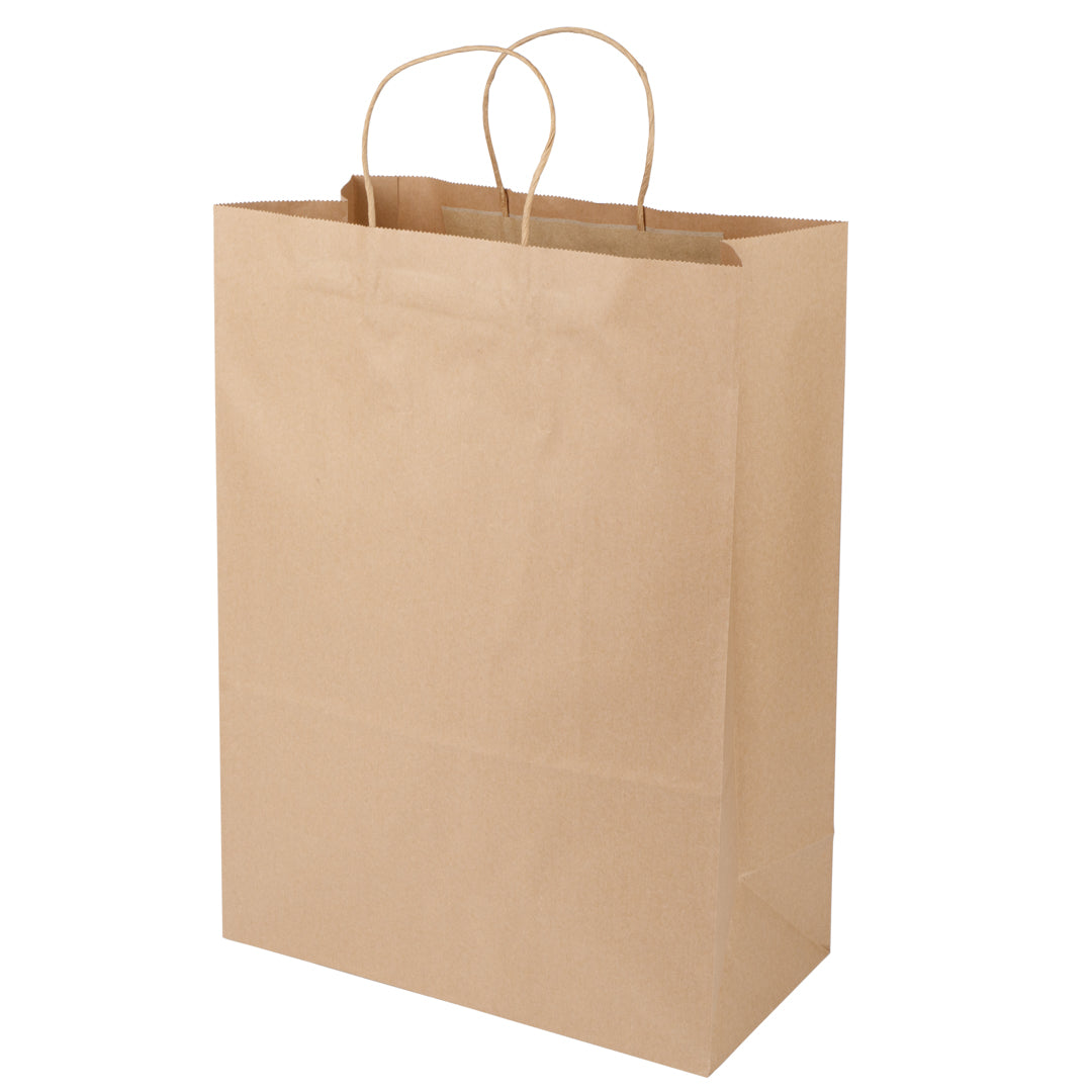 Saving Nature Kraft Paper Retail Bag - with Handles - 12 1/2" x 6 1/4" x 17" - 100 count box