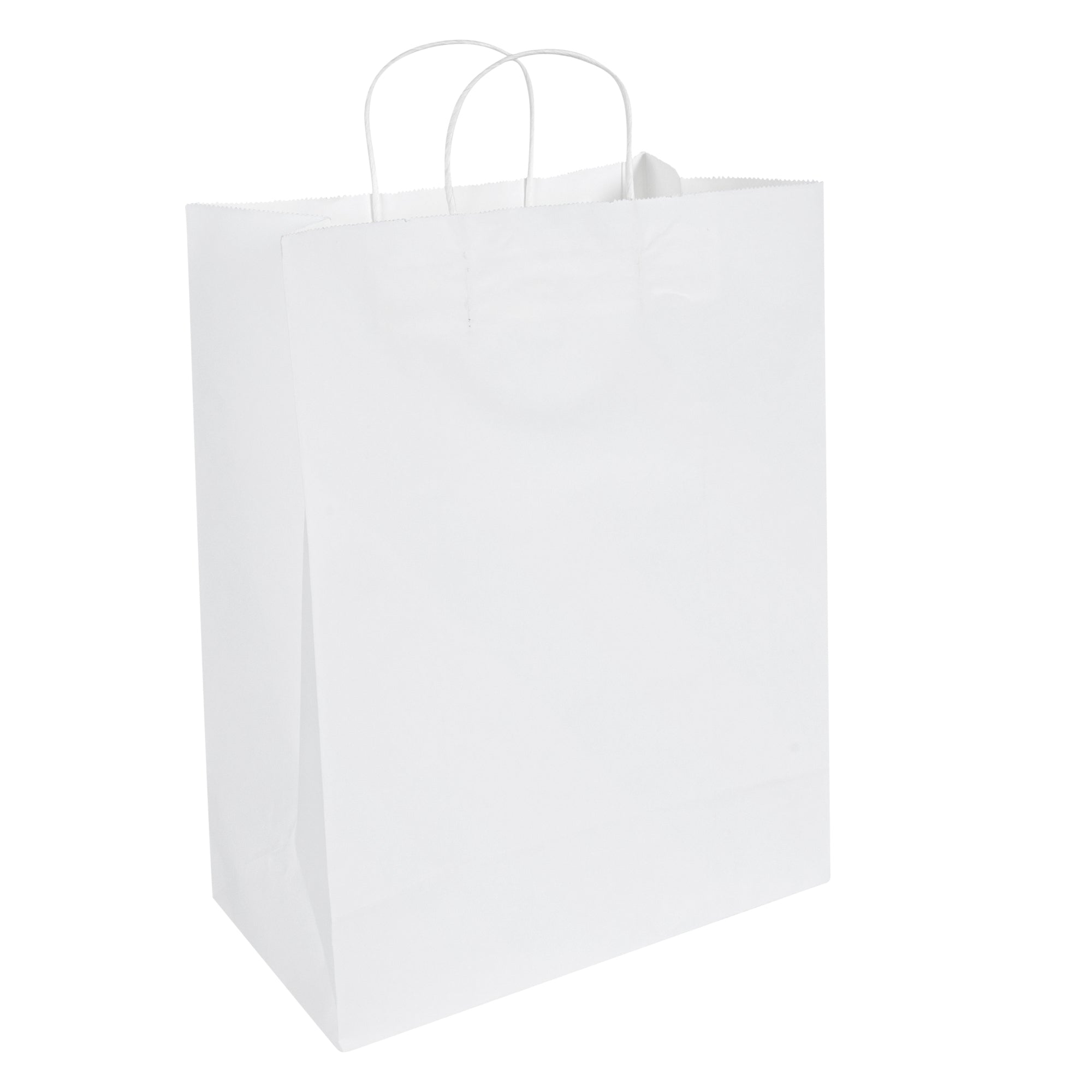 Saving Nature White Paper Retail Bag - with Handles - 12 1/2" x 6 1/4" x 17" - 100 count box