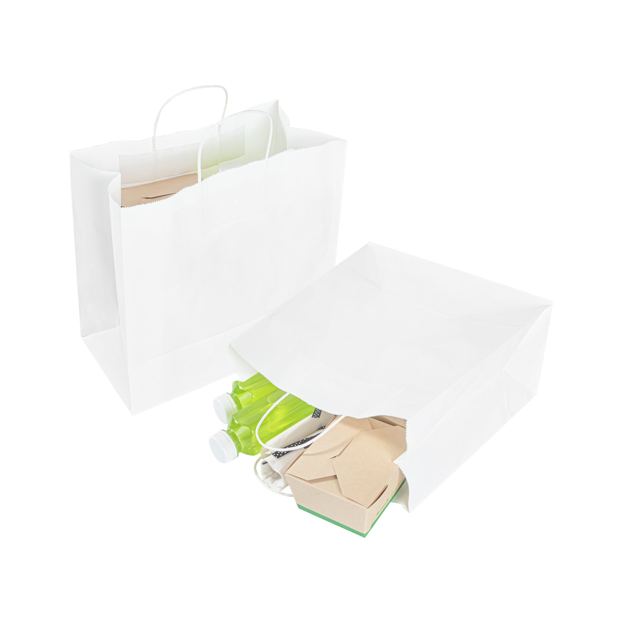 Saving Nature White Paper Retail Bag - with Handles - 12 1/2" x 6 1/4" x 12 1/4" - 100 count box