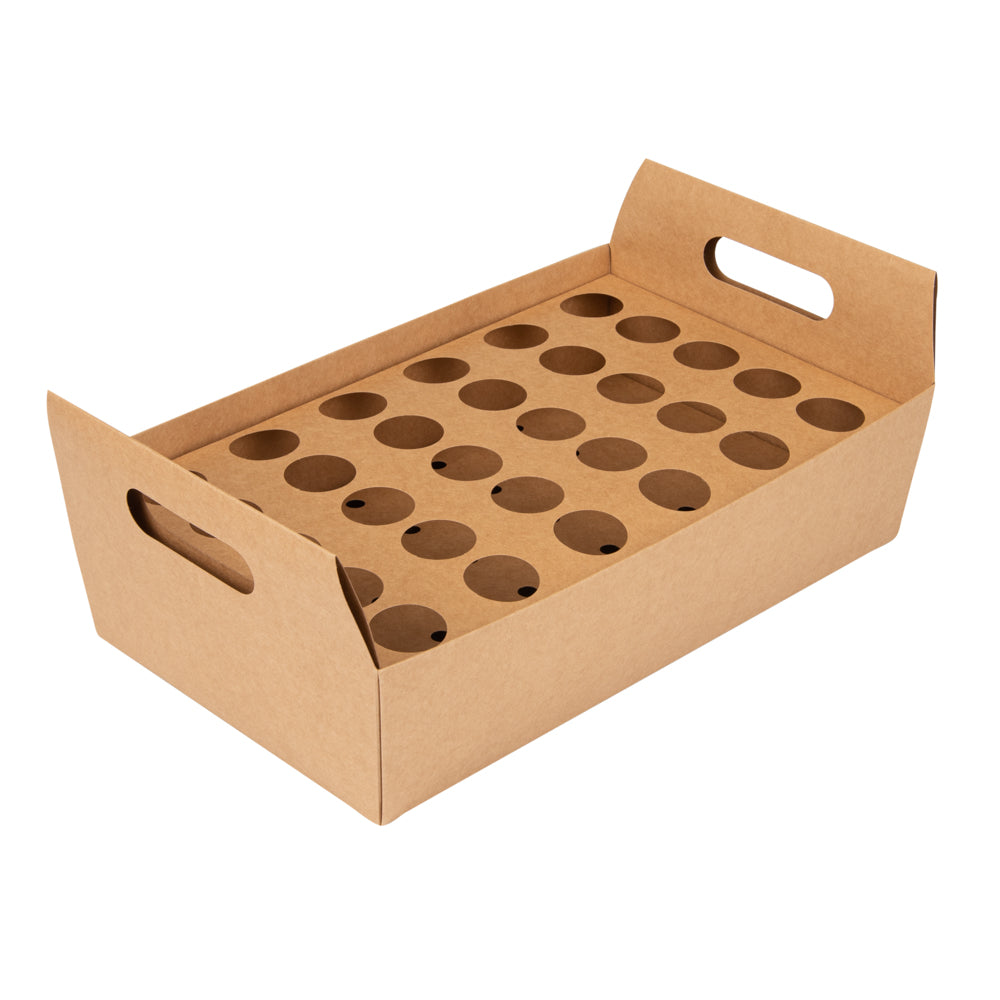 Cone Tek Kraft Paper Cone Holder - with Handles, 30 slots - 14 1/4" x 8 1/4" x 6" - 10 count box