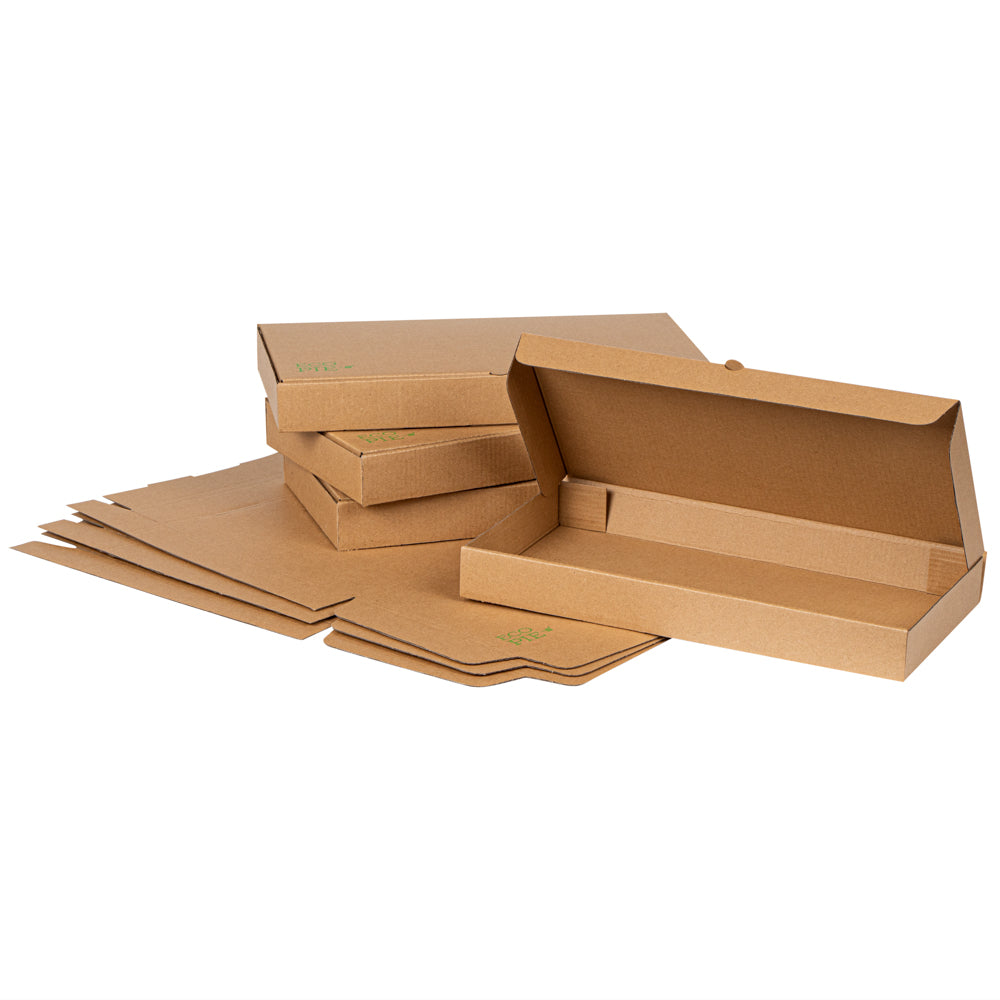 Eco Pie Kraft Paper Corrugated Flatbread Box - 14" x 7" x 1 1/2" - 50 count box