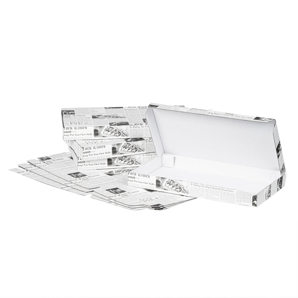 Eco Pie Newsprint and White Paper Corrugated Flatbread Box - 16" x 8" x 1 1/2" - 50 count box