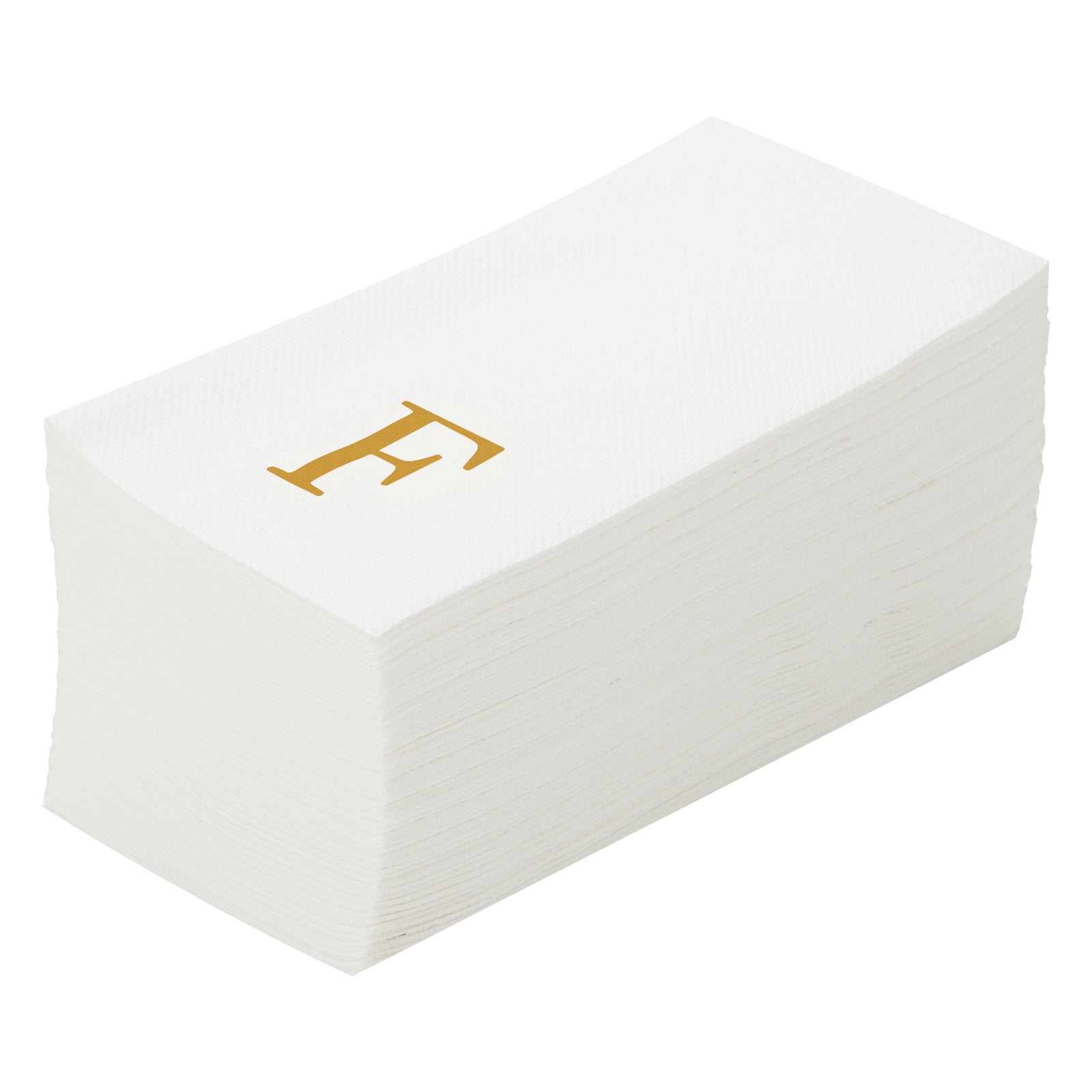 Luxenap Rectangle Gold Letter F White Paper Linen-Feel Guest Towel / Napkin - Air Laid, Sans Serif Font - 15 3/4" x 8" - 2000 count box