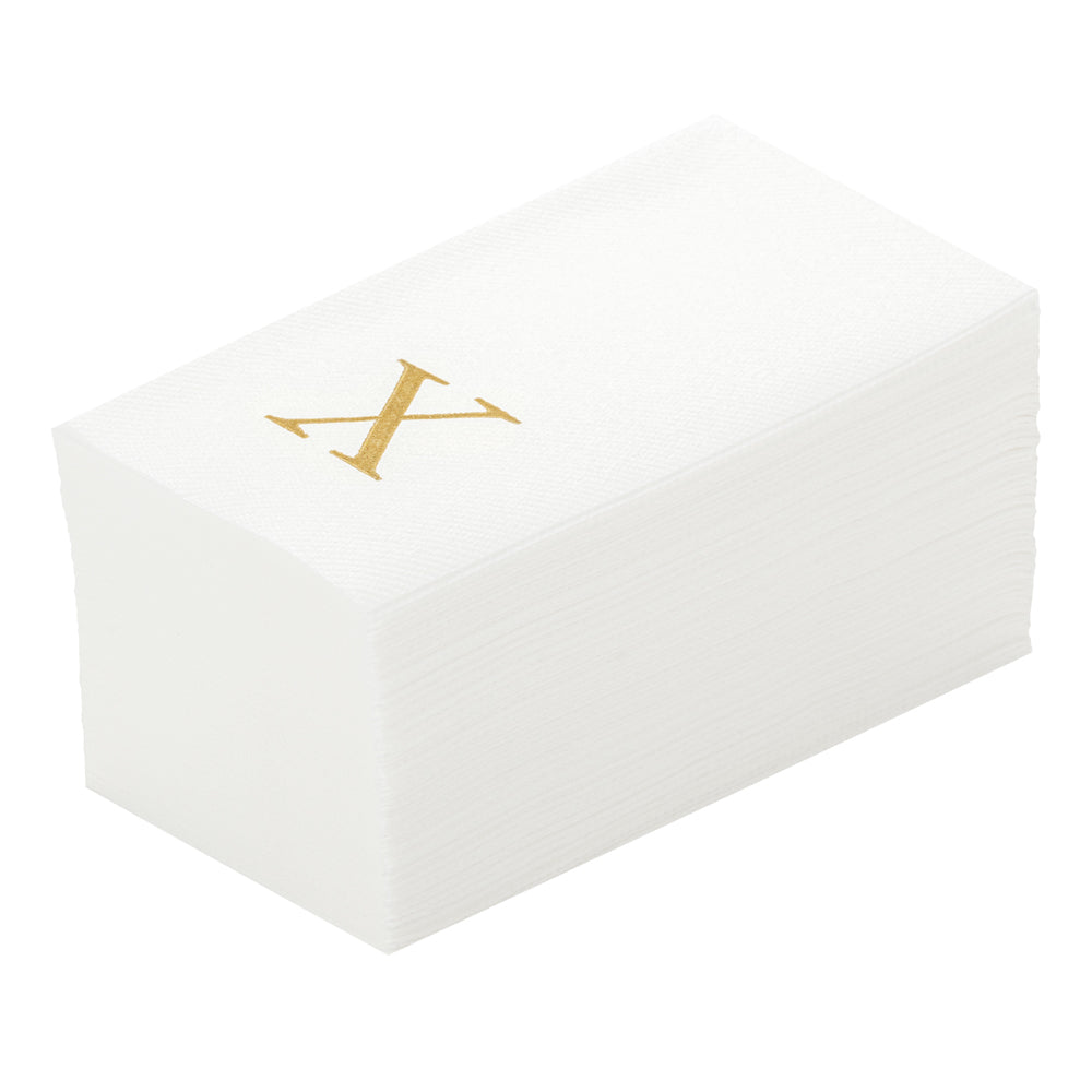 Luxenap Rectangle Gold Letter X White Paper Linen-Feel Guest Towel / Napkin - Air Laid, Sans Serif Font - 15 3/4" x 8" - 2000 count box