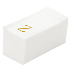 Luxenap Rectangle Gold Letter Z White Paper Linen-Feel Guest Towel / Napkin - Air Laid, Sans Serif Font - 15 3/4