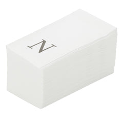 Luxenap Rectangle Silver Letter N White Paper Linen-Feel Guest Towel / Napkin - Air Laid, Sans Serif Font - 15 3/4