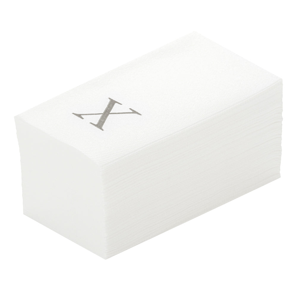 Luxenap Rectangle Silver Letter X White Paper Linen-Feel Guest Towel / Napkin - Air Laid, Sans Serif Font - 15 3/4" x 8" - 2000 count box