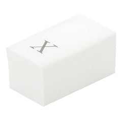 Luxenap Rectangle Silver Letter X White Paper Linen-Feel Guest Towel / Napkin - Air Laid, Sans Serif Font - 15 3/4