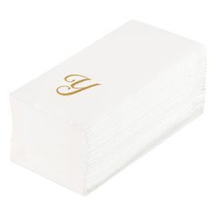 Luxenap Rectangle Gold Letter Y White Paper Linen-Feel Guest Towel / Napkin - Air Laid, Cursive Font - 15 3/4