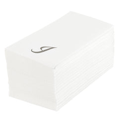 Luxenap Rectangle Silver Letter I White Paper Linen-Feel Guest Towel / Napkin - Air Laid, Cursive Font - 15 3/4