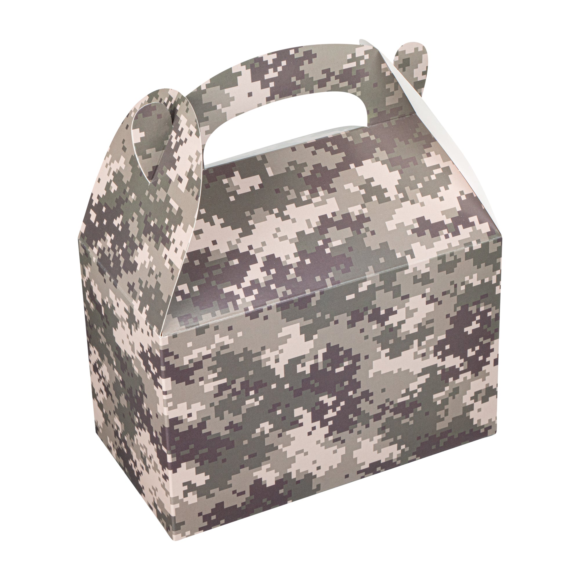 Bio Tek Camouflage Paper Gable Box / Lunch Box - Compostable - 8 1/2" x 4 3/4" x 5 1/2" - 100 count box