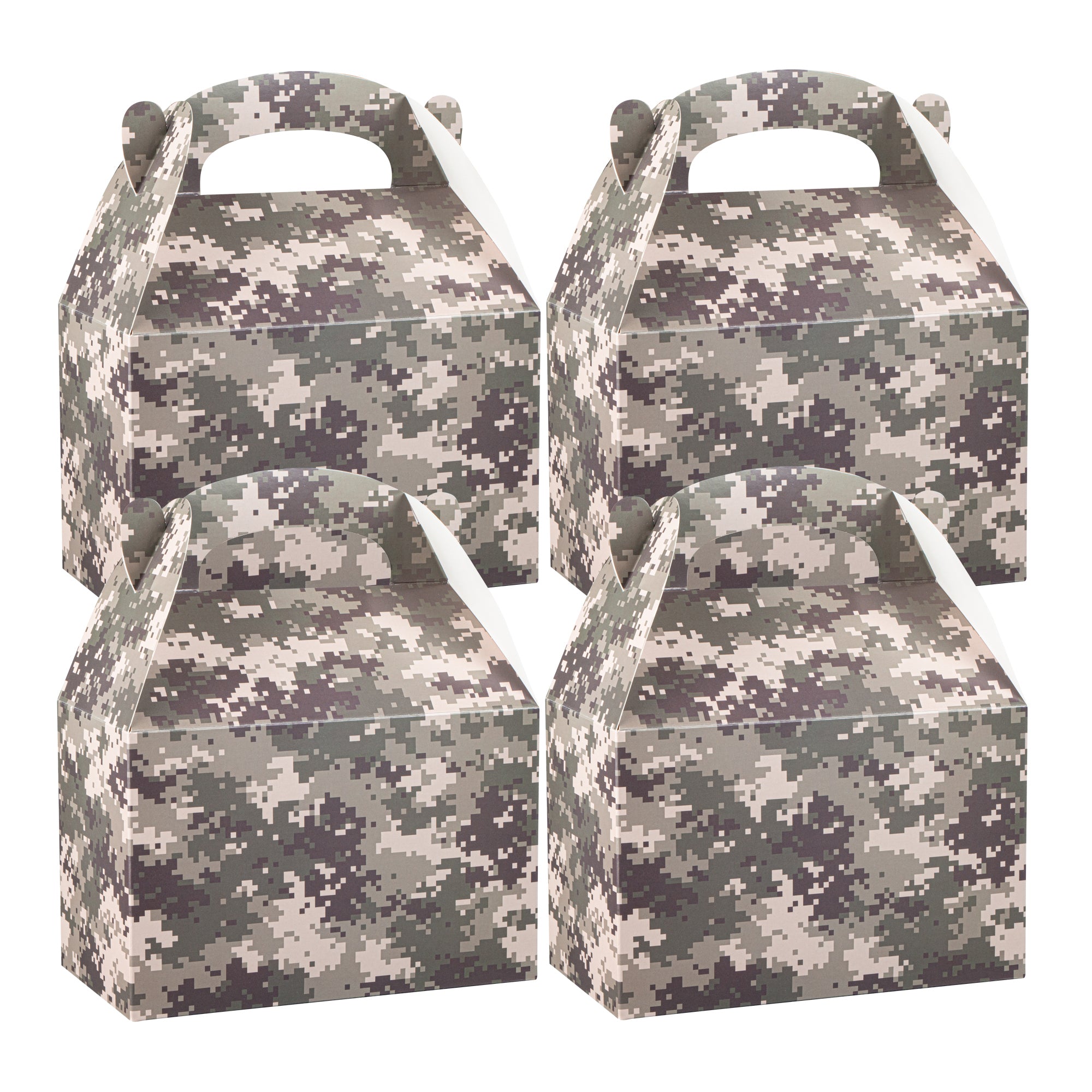 Bio Tek Camouflage Paper Gable Box / Lunch Box - Compostable - 8 1/2" x 4 3/4" x 5 1/2" - 100 count box