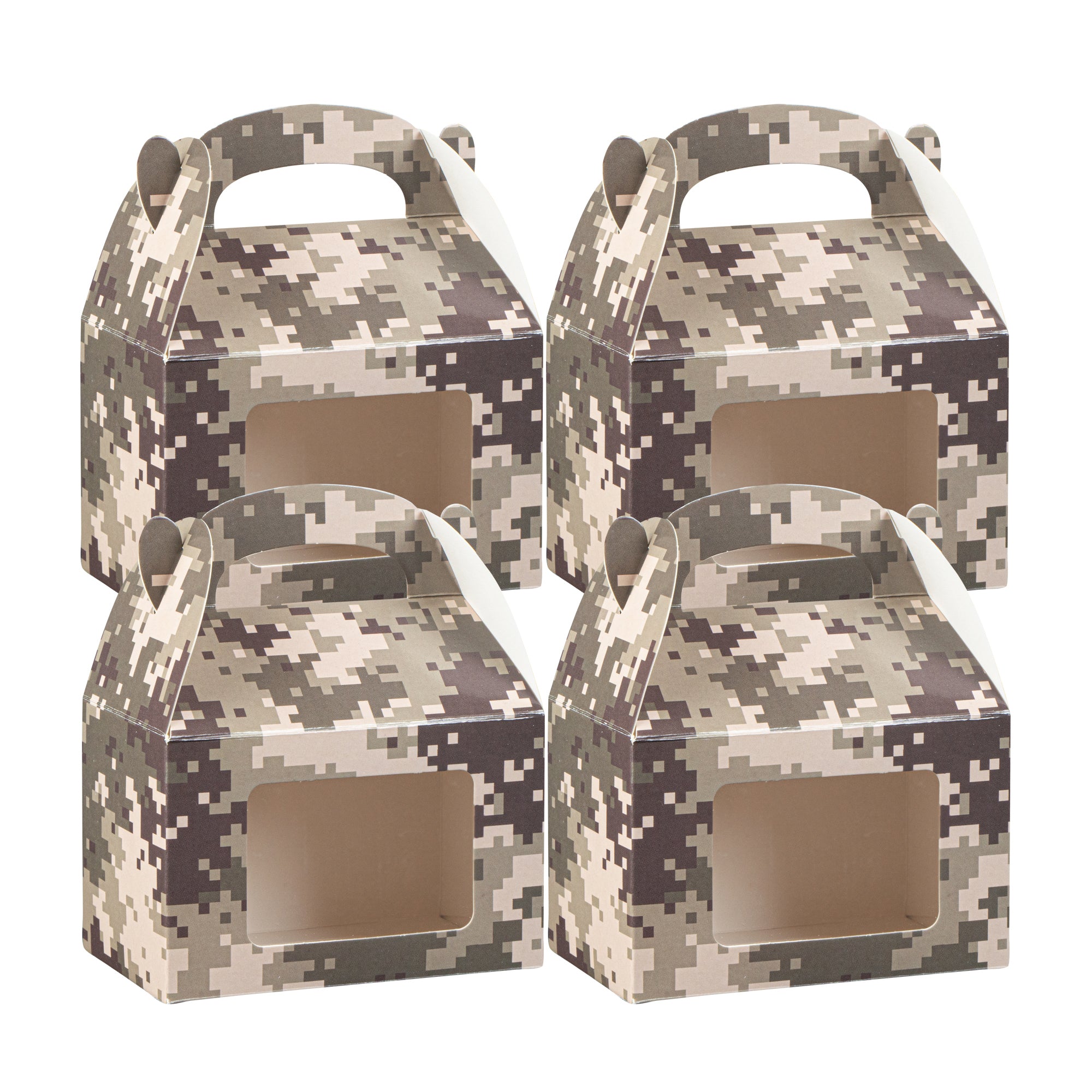 Bio Tek Camouflage Paper Gable Box / Lunch Box - with Window - 4" x 2 1/2" x 2 1/2" - 100 count box