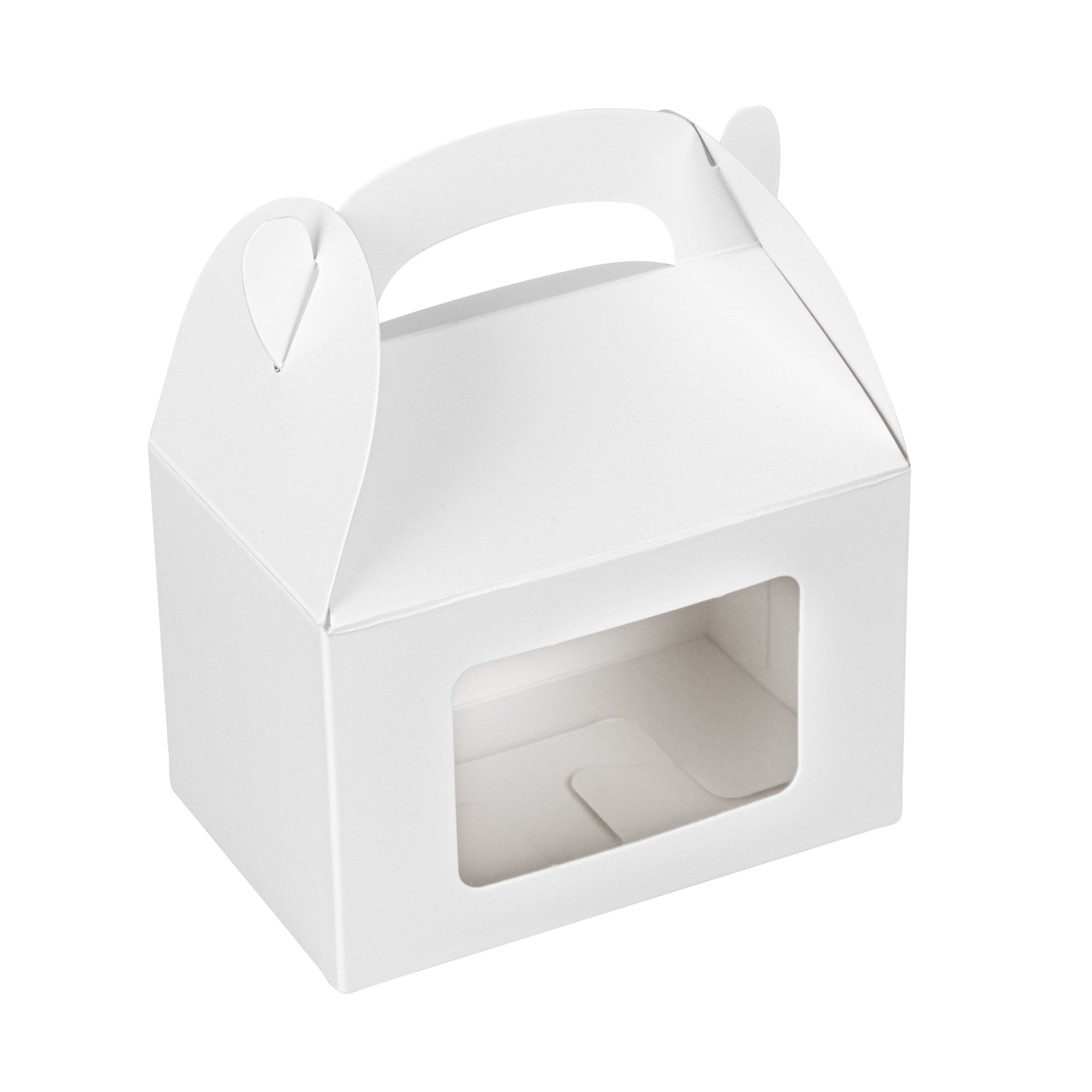 Bio Tek White Paper Gable Box / Lunch Box - Greaseproof, with Window - 4" x 2 1/2" x 2 1/2" - 100 count box