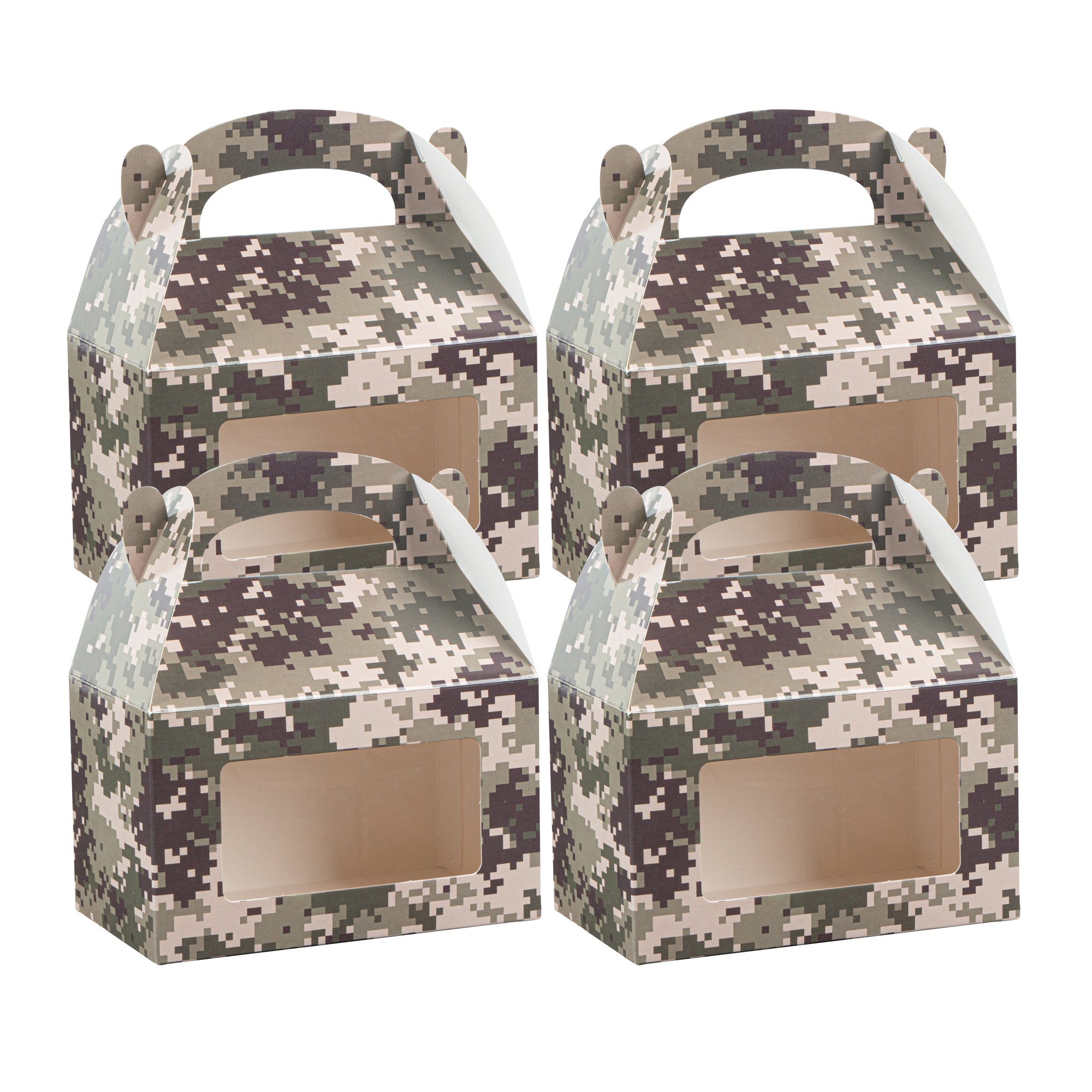 Bio Tek Camouflage Paper Gable Box / Lunch Box - with Window - 6" x 3 1/2" x 3 1/2" - 100 count box