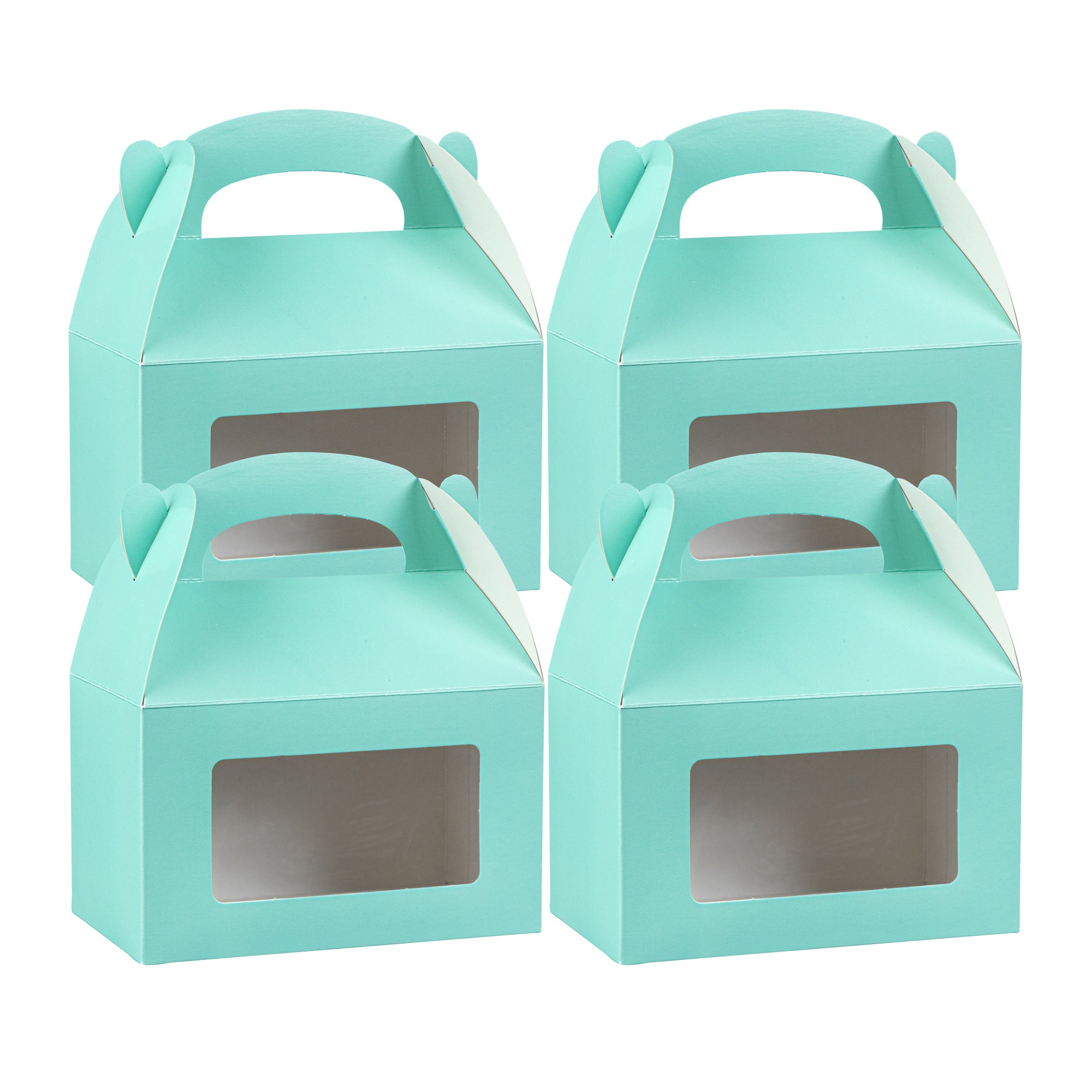 Bio Tek Turquoise Paper Gable Box / Lunch Box - with Window - 6" x 3 1/2" x 3 1/2" - 100 count box