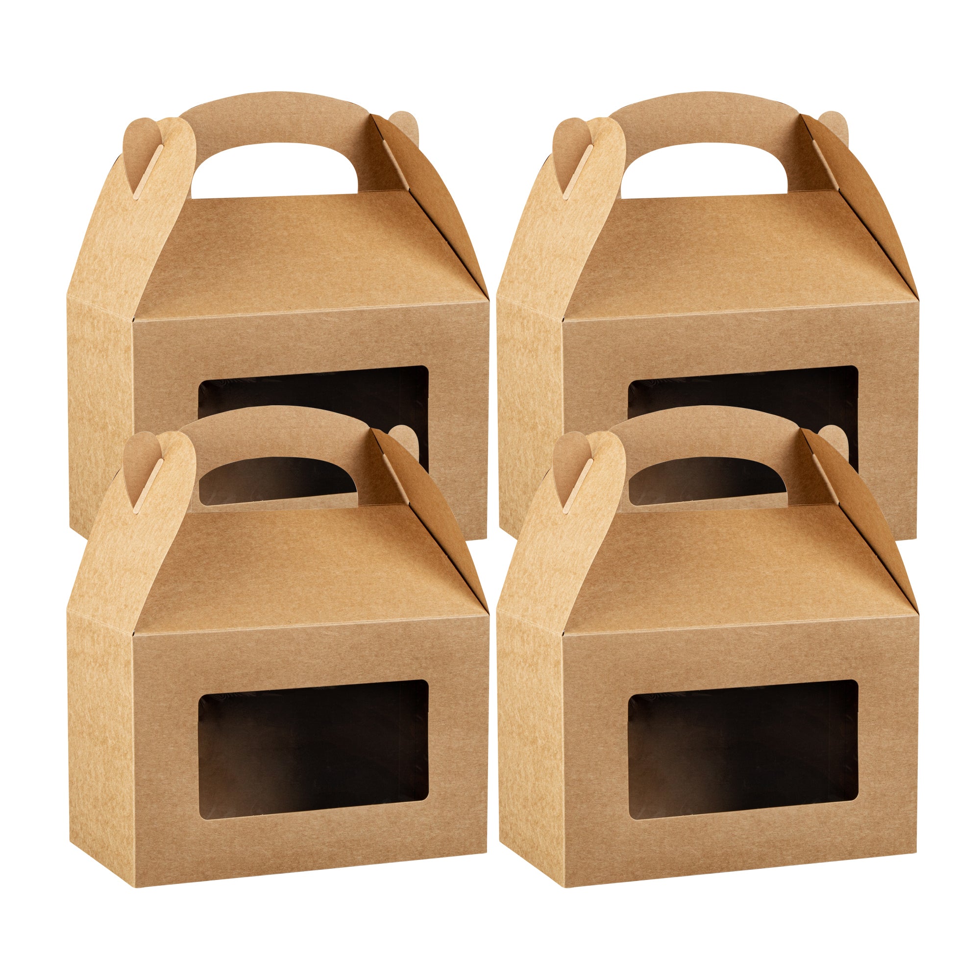 Bio Tek Kraft Paper Gable Box / Lunch Box - Greaseproof, with Window - 8 1/2" x 4 3/4" x 5 1/2" - 100 count box