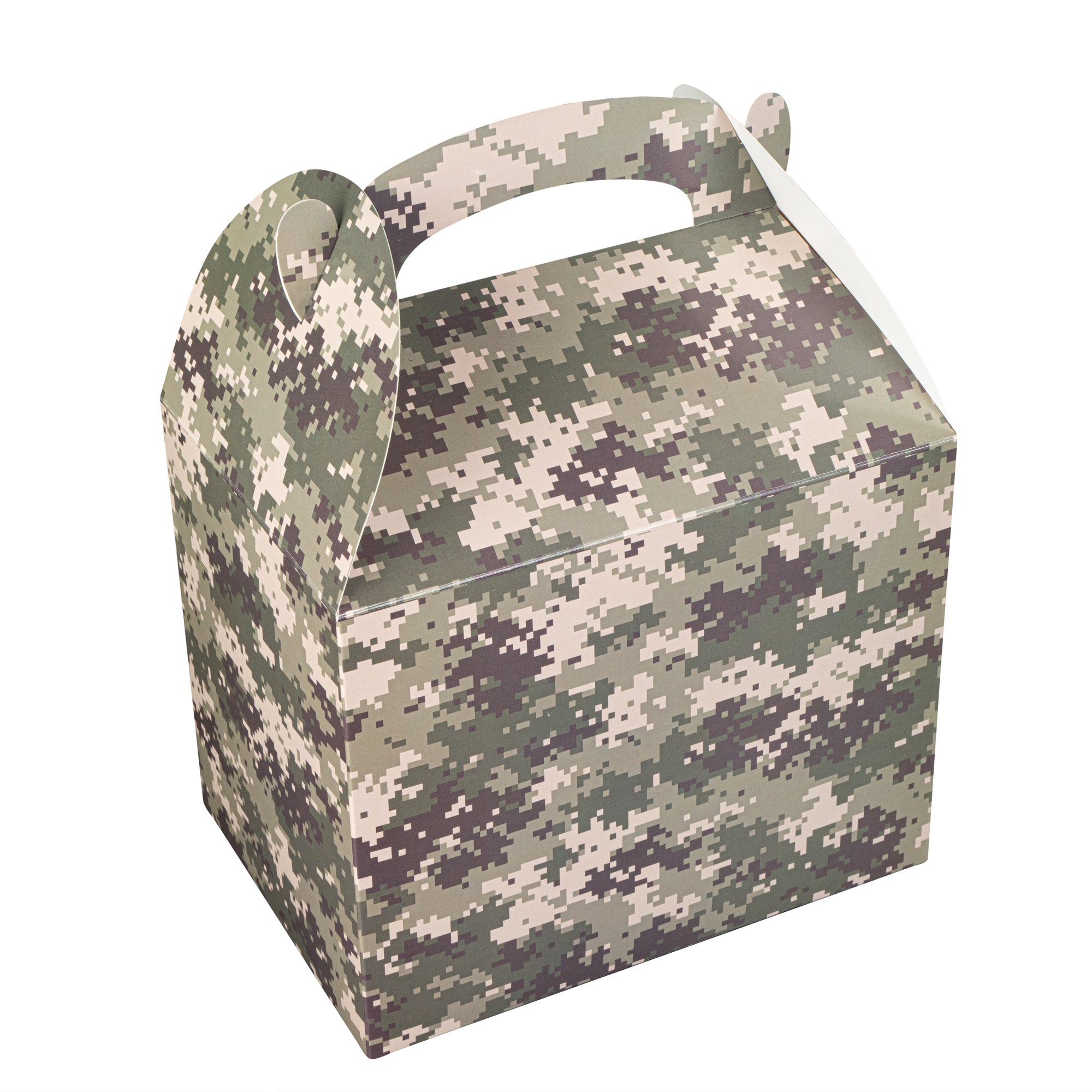 Bio Tek Camouflage Paper Gable Box / Lunch Box - Compostable - 10" x 7" x 8" - 100 count box