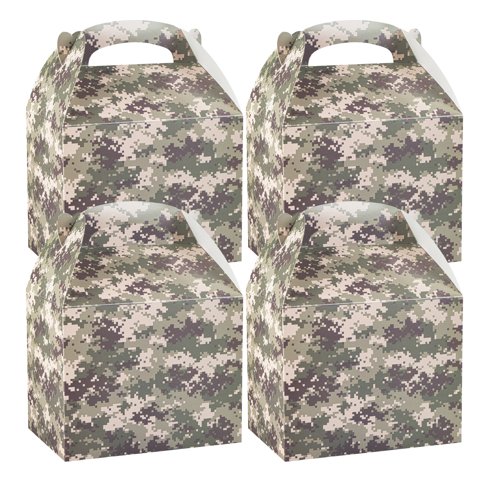 Bio Tek Camouflage Paper Gable Box / Lunch Box - Compostable - 10" x 7" x 8" - 100 count box