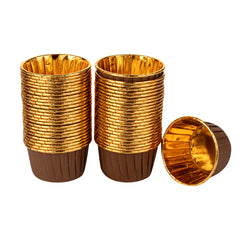 Panificio 3.5 oz Round Brown Foil Paper Baking Cup - Lids Available - 2 3/4