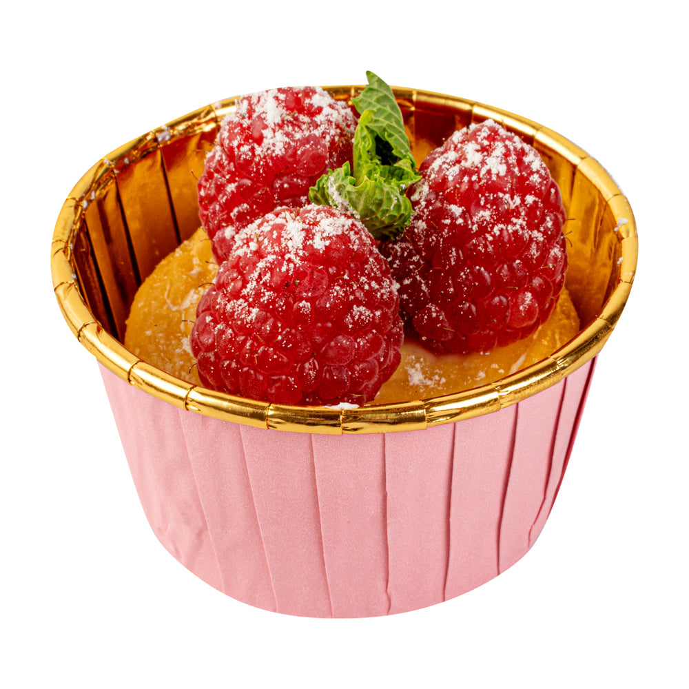 Panificio 3.5 oz Round Pink Foil Paper Baking Cup - Lids Available - 2 3/4" x 2 3/4" x 1 1/2" - 500 count box