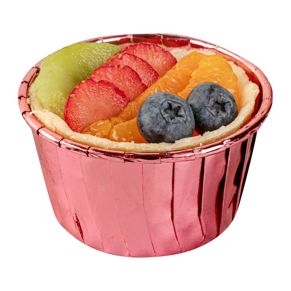 Panificio 3.5 oz Round Rose Gold Foil Paper Baking Cup - Lids Available - 2 3/4" x 2 3/4" x 1 1/2" - 500 count box