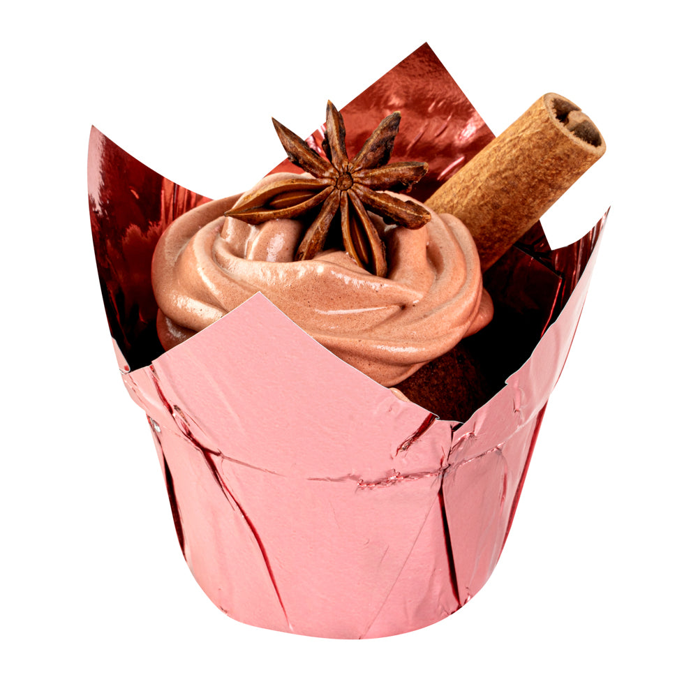 Panificio 3.9 oz Rose Gold Foil Paper Tulip Baking Cup - 3 1/4" x 3 1/4" x 2 3/4" - 500 count box