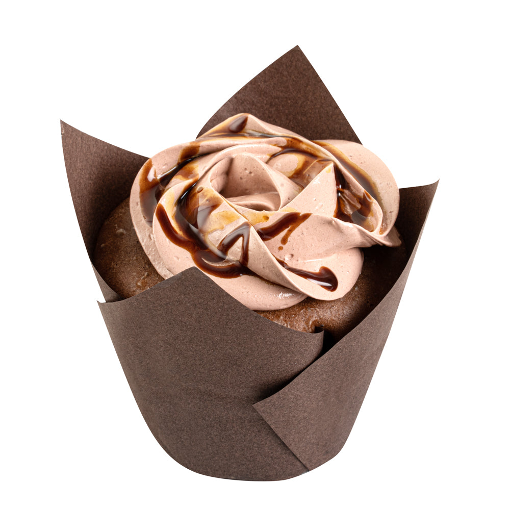 Panificio 3.5 oz Brown Paper Tulip Baking Cup - Greaseproof - 3 1/4" x 3 1/4" x 3 1/4" - 500 count box