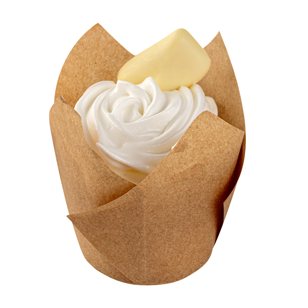 Panificio 3.5 oz Kraft Paper Tulip Baking Cup - Greaseproof - 3 1/4" x 3 1/4" x 3 1/4" - 500 count box