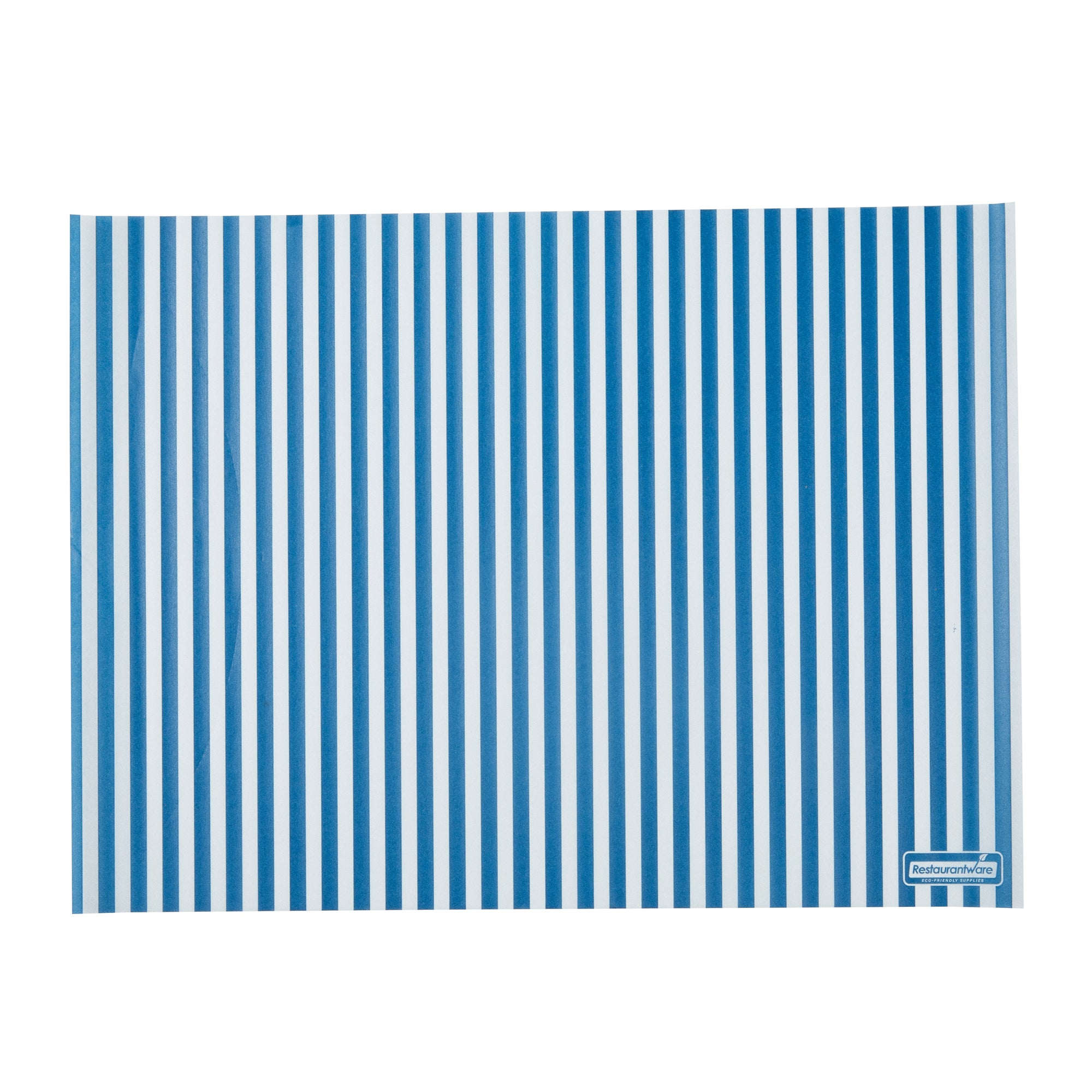 RW Base No PFAS Added Blue and White Stripe Paper Food Wrap and Basket Liner - Greaseproof - 15" x 11" - 2000 count box