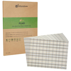 RW Base No PFAS Added Plaid Paper Food Wrap and Basket Liner - Greaseproof, Compostable - 15