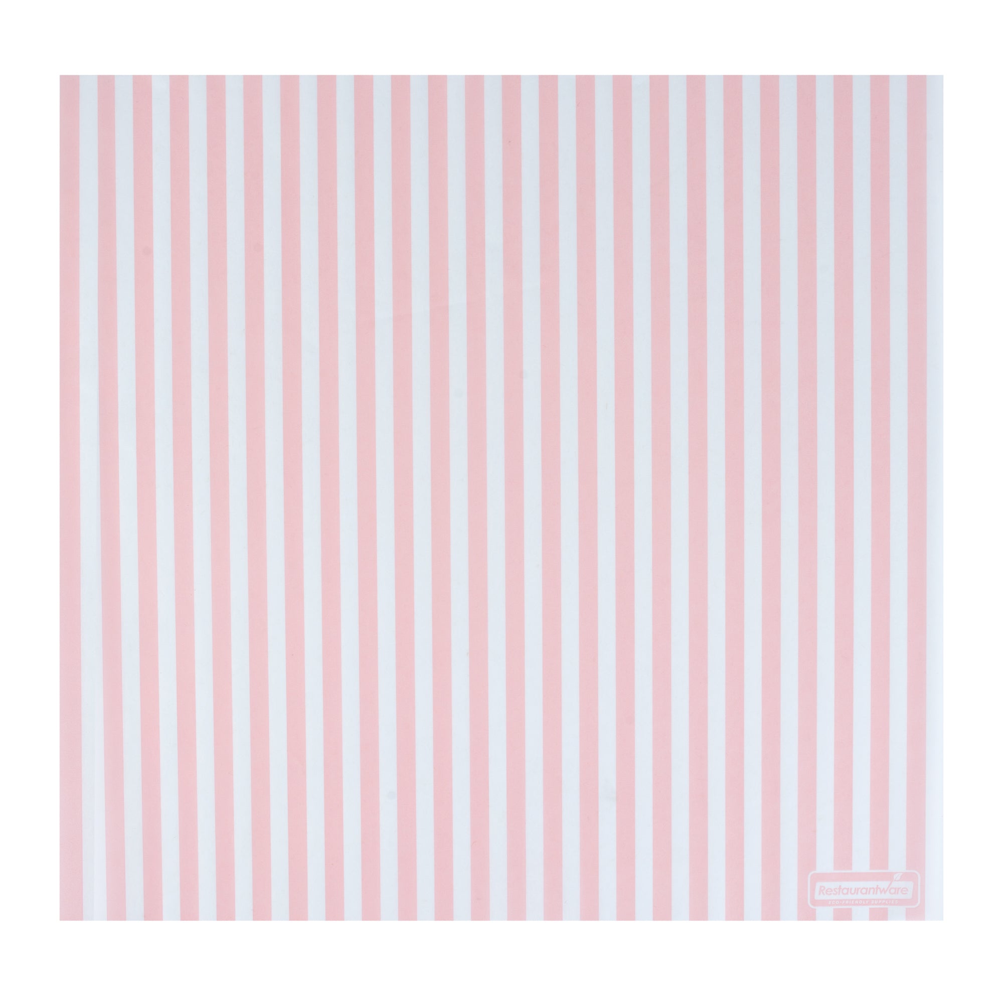 RW Base No PFAS Added Pink and White Stripe Paper Bakery Wrap and Basket Liner - Greaseproof - 12" x 12" - 2000 count box