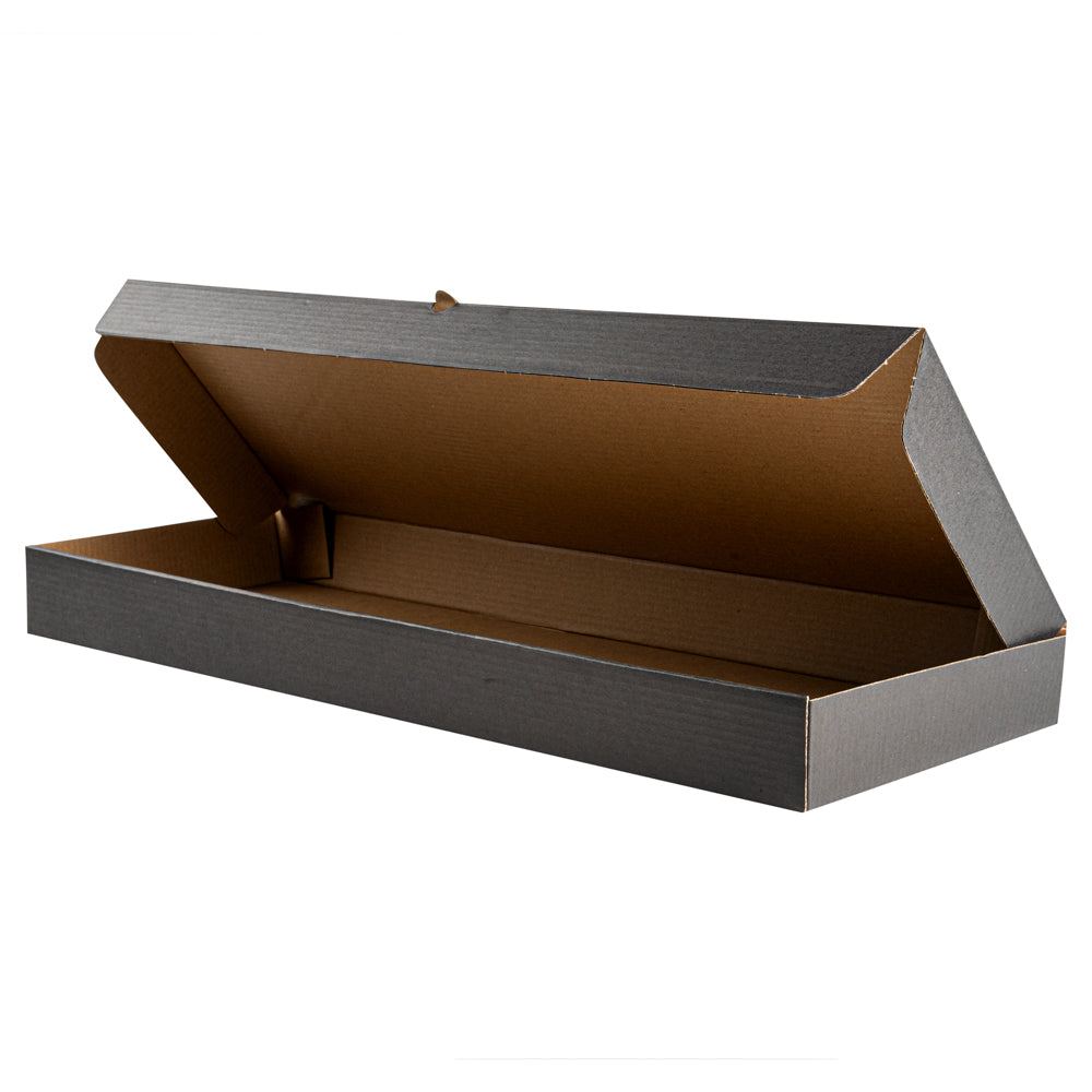 Eco Pie Kraft and Black Paper Corrugated Flatbread Box - 24" x 12" x 2" - 50 count box