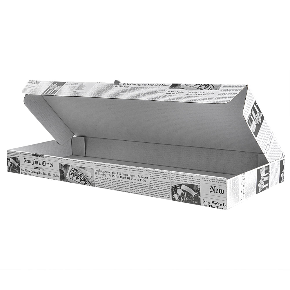 Eco Pie Newsprint and White Paper Corrugated Flatbread Box - 24" x 12" x 2" - 50 count box