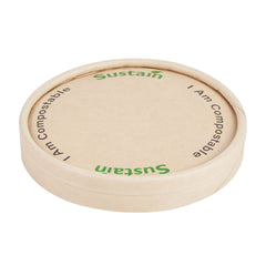 Sustain Round Bamboo Paper To Go Cup Lid - with PLA Lining, Fits 8 oz - 50 count box