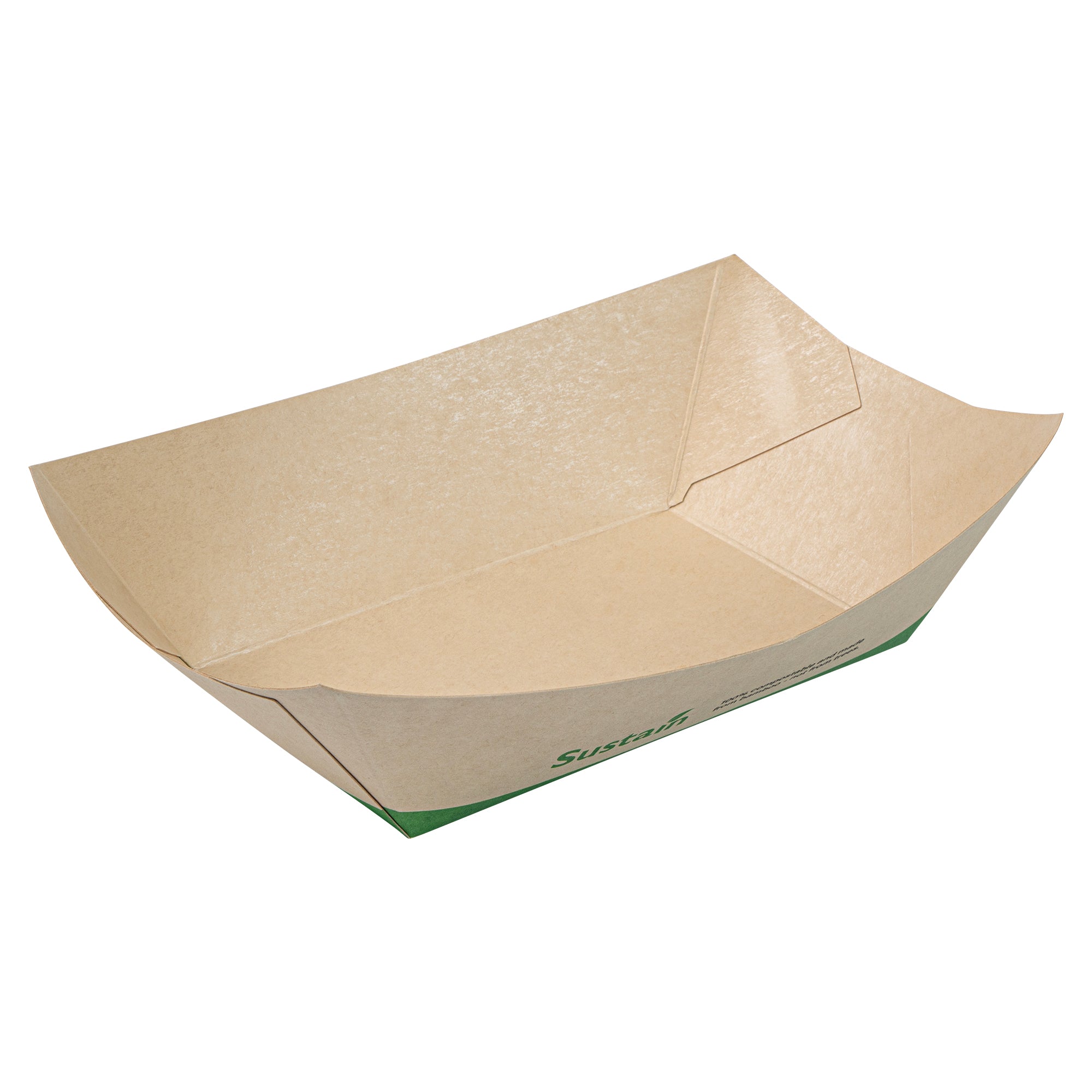 Sustain 1 lb Bamboo Paper #100 Boat - with PLA Lining, Compostable - 5 1/2" x 3 1/2" x 2" - 200 count box