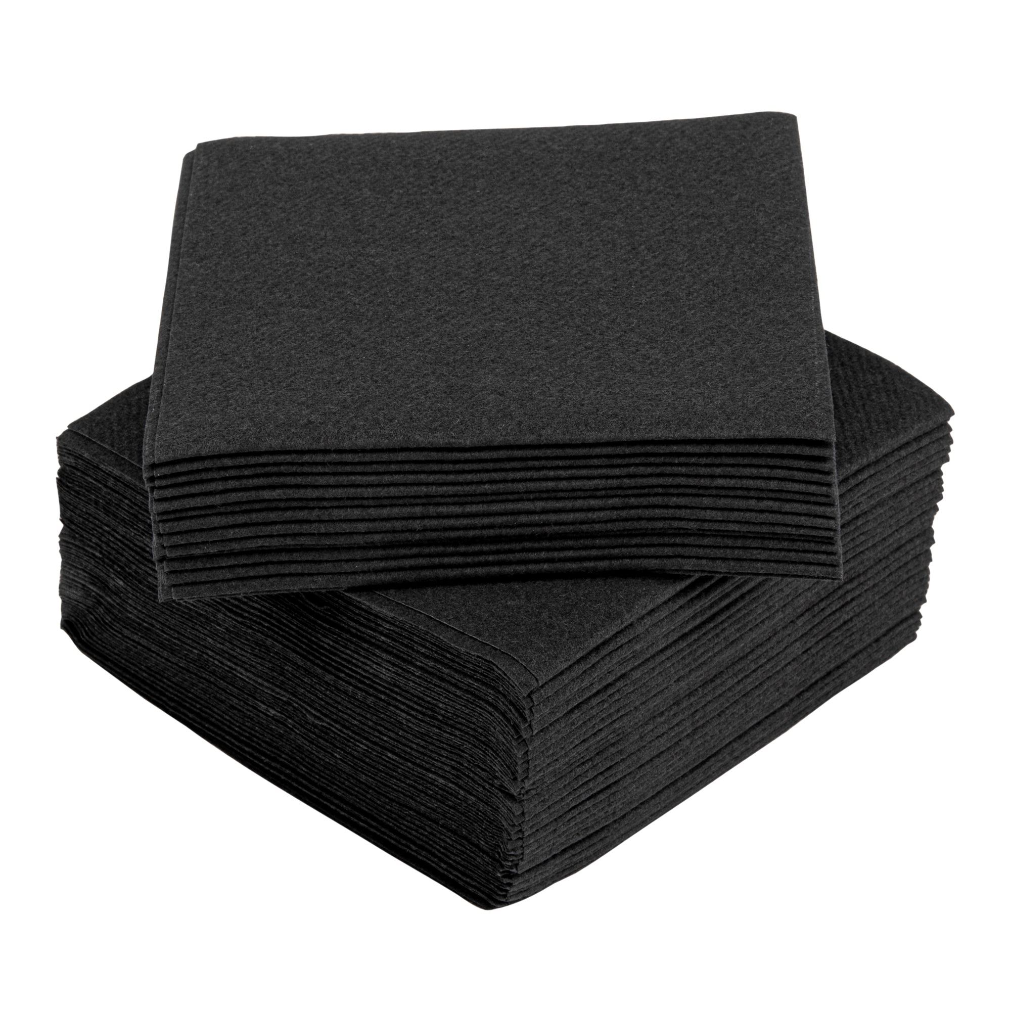 Luxenap Square Black Paper Linen-Feel Cocktail Napkin - Air Laid - 9 1/2" x 9 1/2" - 1600 count box