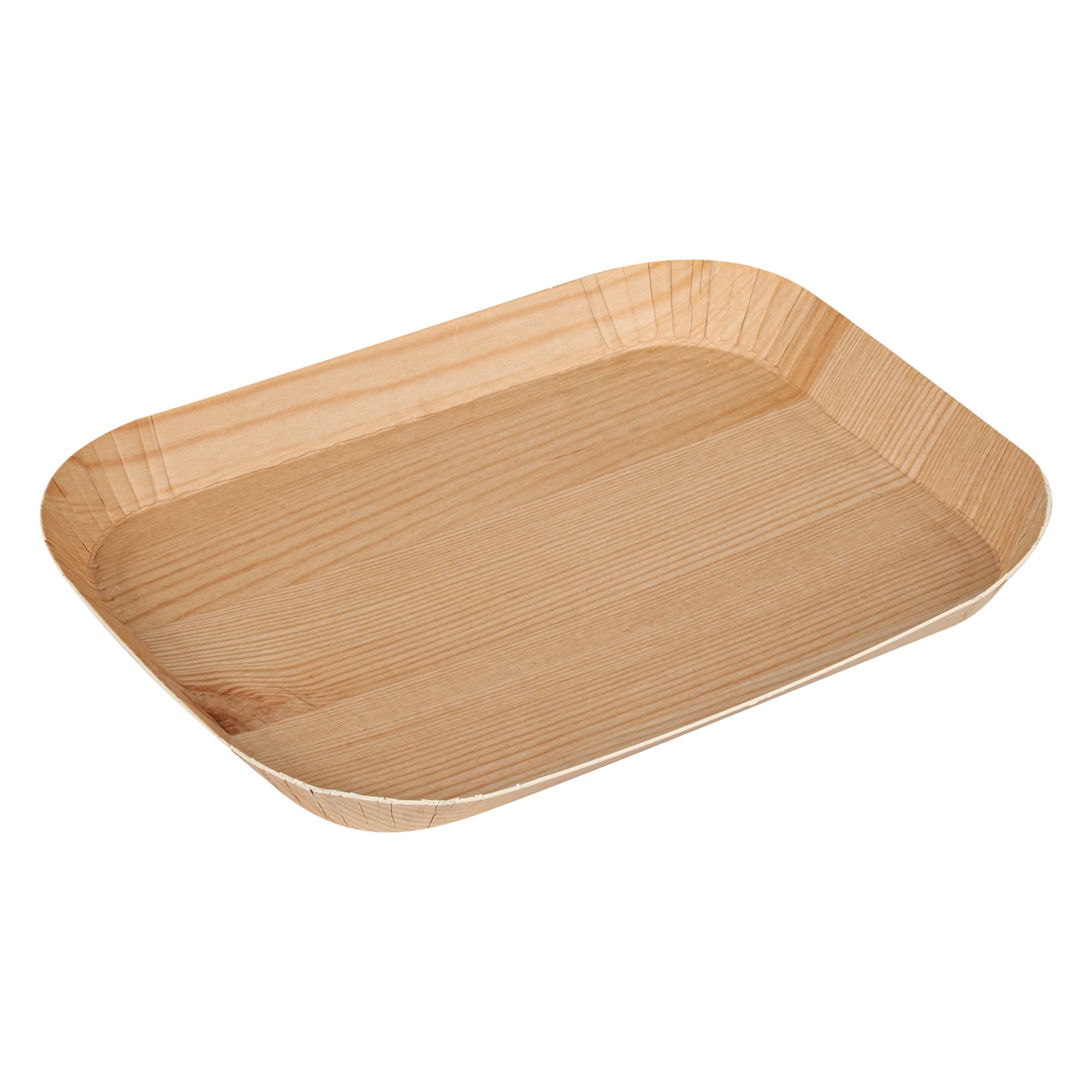 Cater Tek Rectangle Natural Cardboard Food Tray - Faux Wood - 6 1/2" x 5" - 100 count box