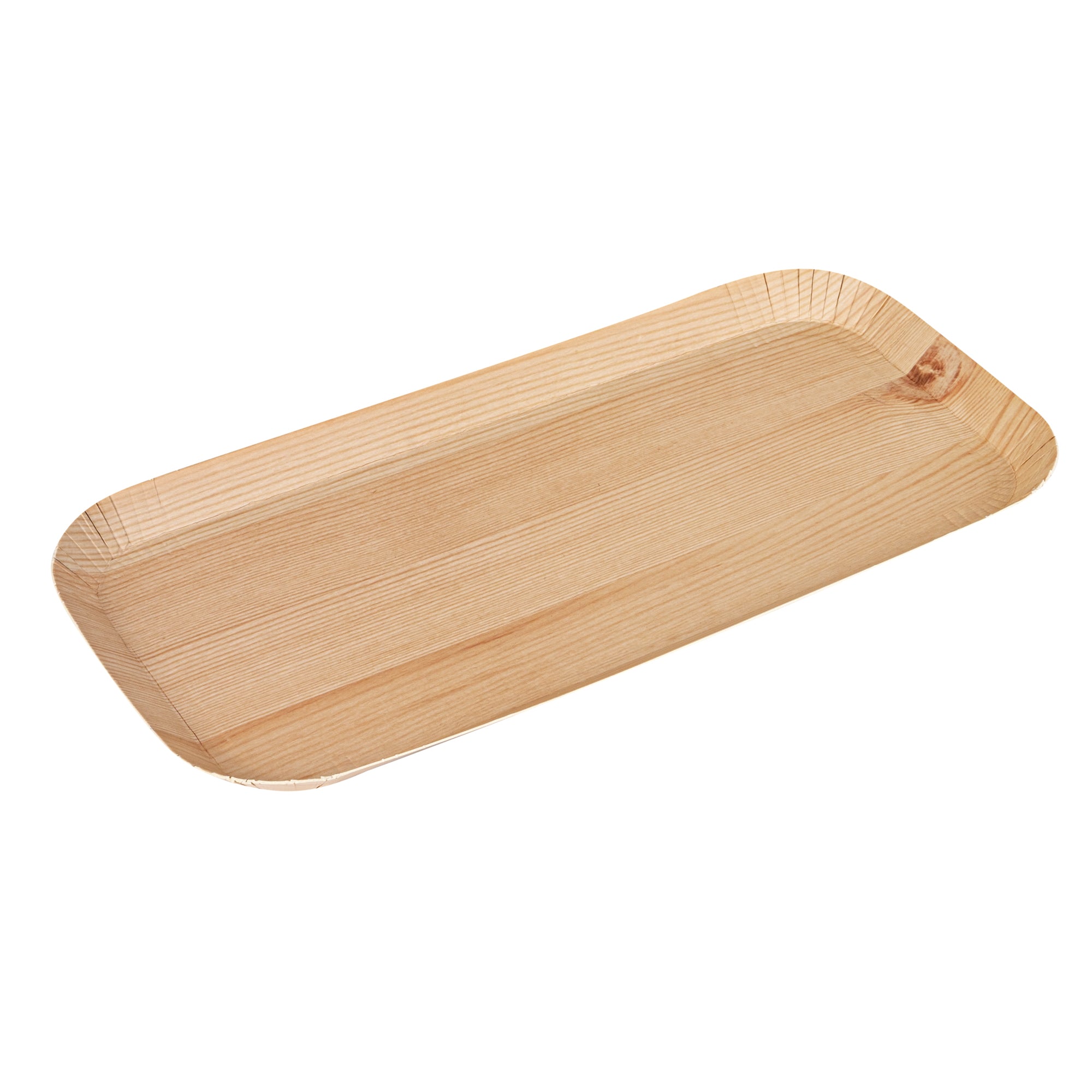 Cater Tek Rectangle Natural Cardboard Food Tray - Faux Wood - 10 1/2" x 5" - 100 count box