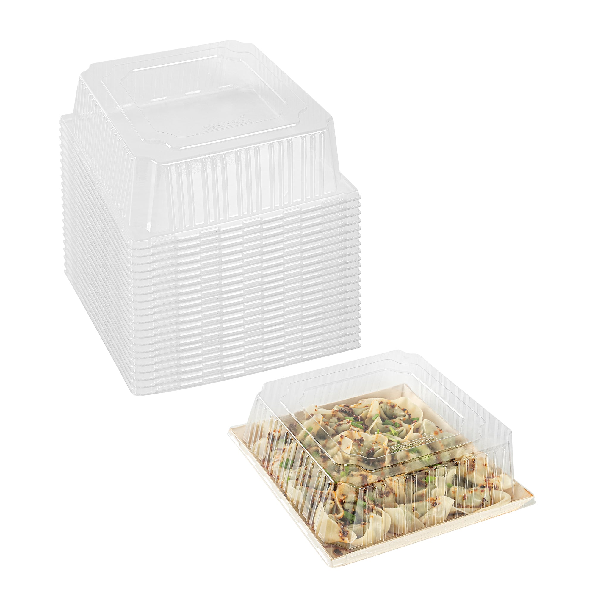 Taipei Square Clear Plastic Lid - Fits 9 1/2" Poplar Plate - 100 count box