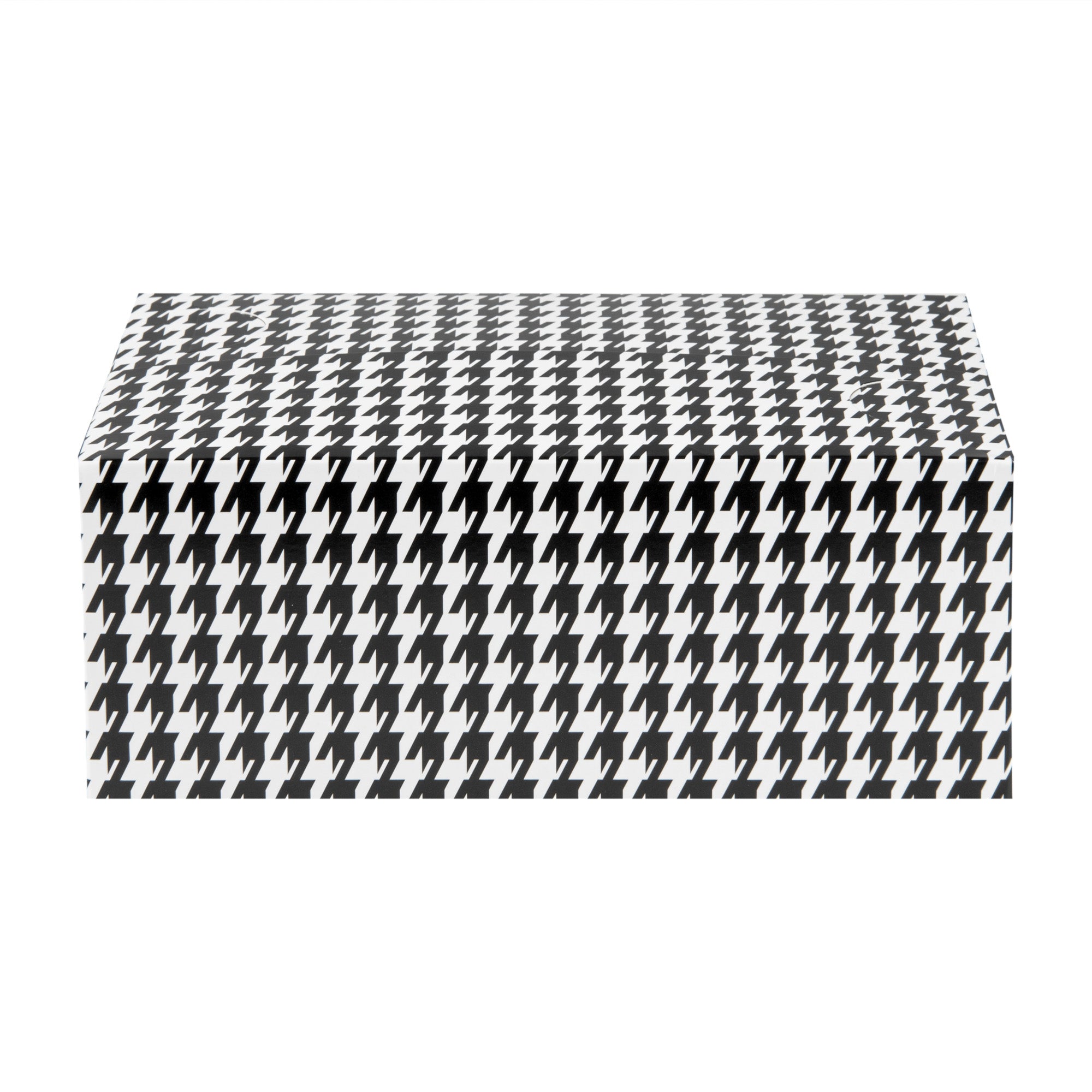 Bio Tek 47 oz Black Houndstooth Paper Lunch / Chicken Box - with Fast Top - 7" x 4 1/2" x 2 3/4" - 400 count box