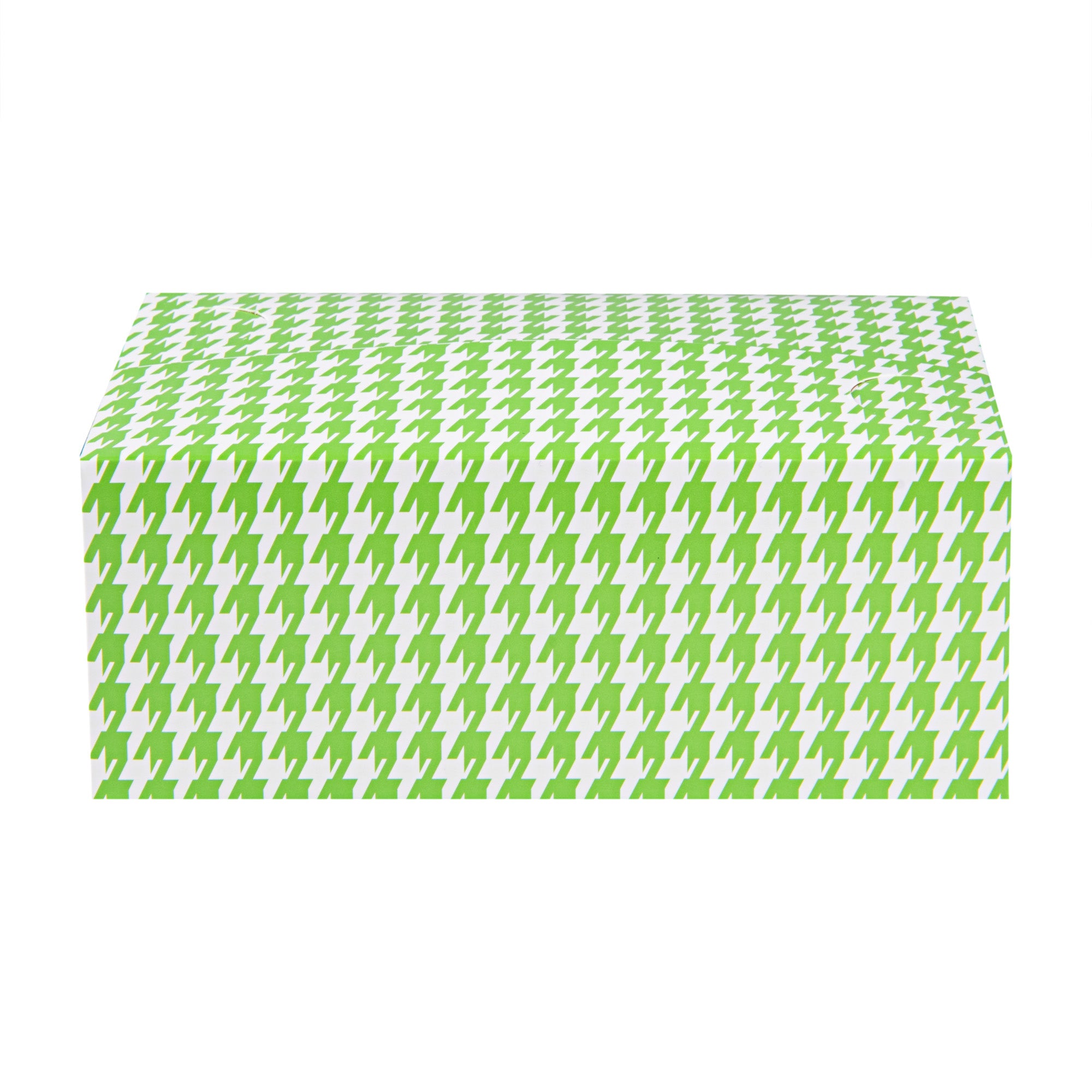 Bio Tek 47 oz Green Houndstooth Paper Lunch / Chicken Box - with Fast Top - 7" x 4 1/2" x 2 3/4" - 400 count box