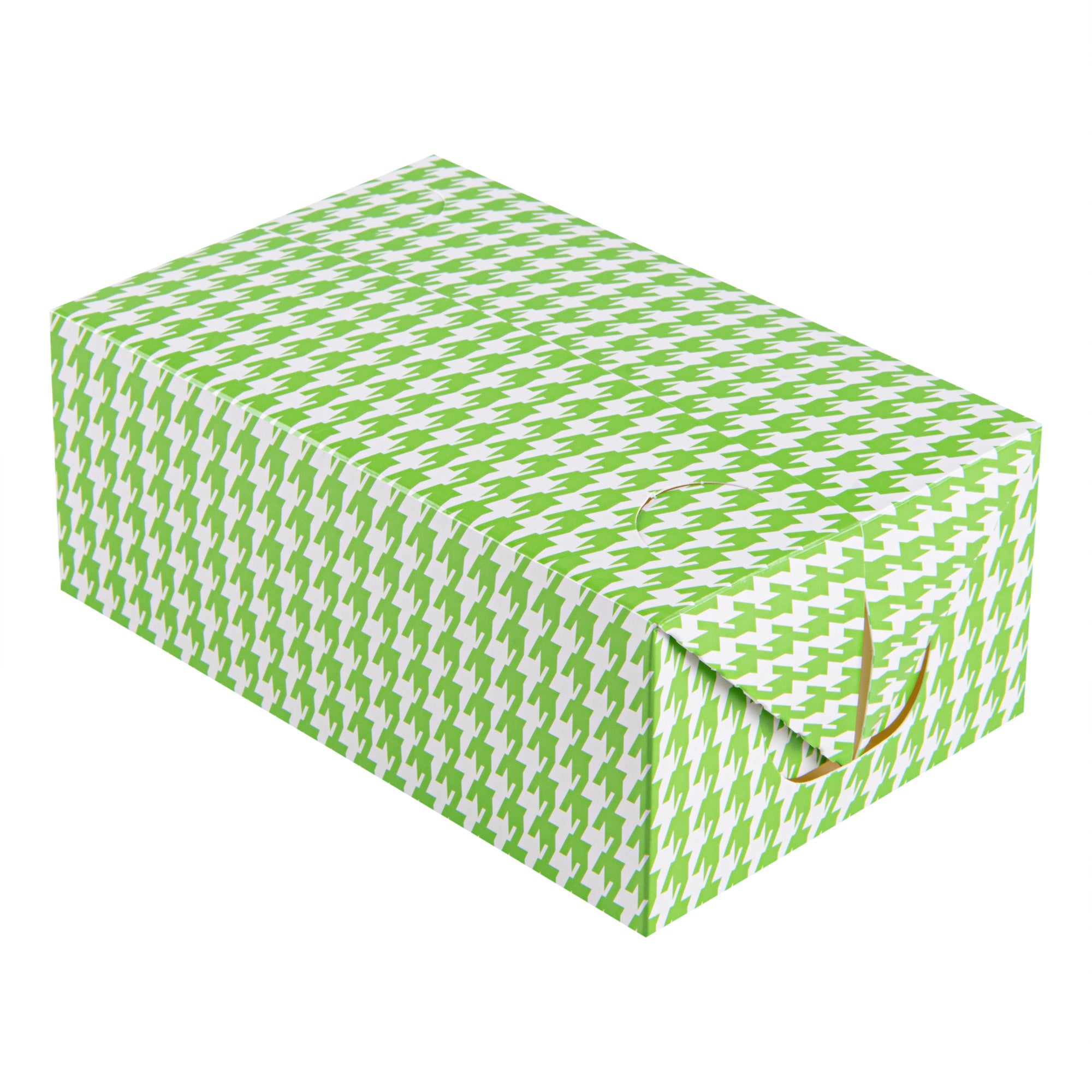 Bio Tek 47 oz Green Houndstooth Paper Lunch / Chicken Box - with Fast Top - 7" x 4 1/2" x 2 3/4" - 400 count box