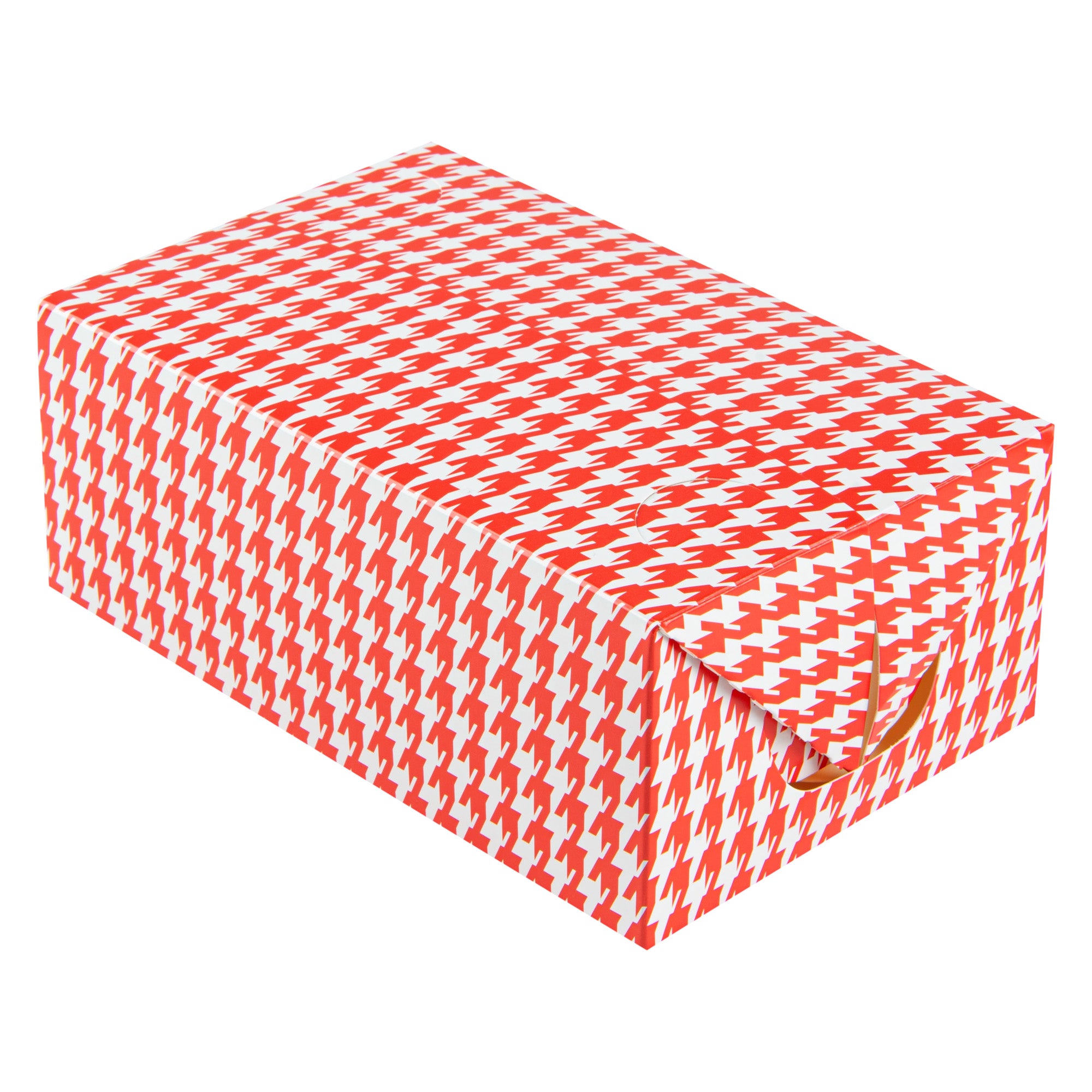 Bio Tek 47 oz Red Houndstooth Paper Lunch / Chicken Box - with Fast Top - 7" x 4 1/2" x 2 3/4" - 400 count box