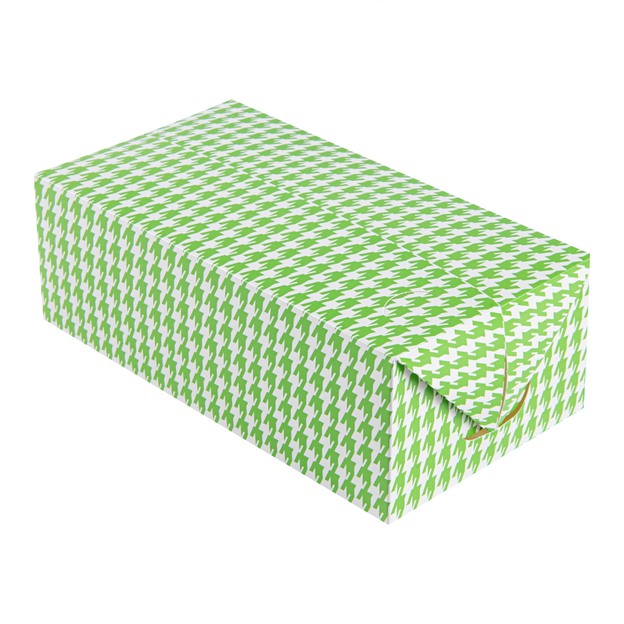 Bio Tek 71 oz Green Houndstooth Paper Lunch / Chicken Box - with Fast Top - 8 3/4" x 5" x 3" - 400 count box